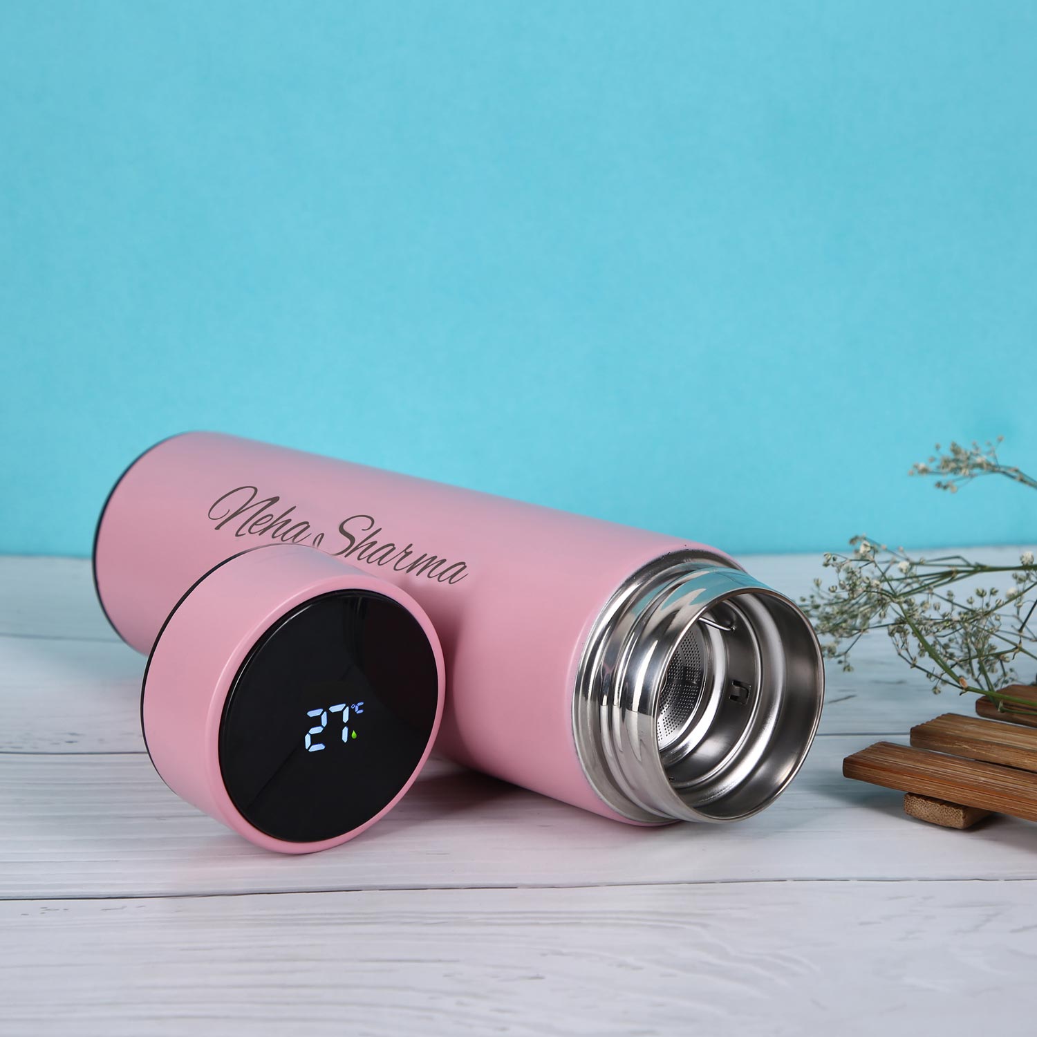 Personalized Pink Smart Temperature Water Bottle