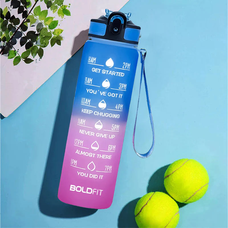 Motivational Sipper Water Bottle With Time Marker