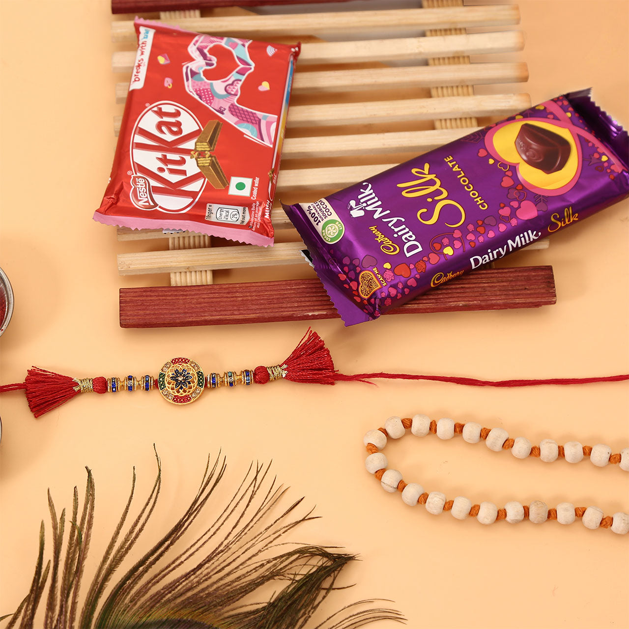 CZ Work Floral Rakhi Combo