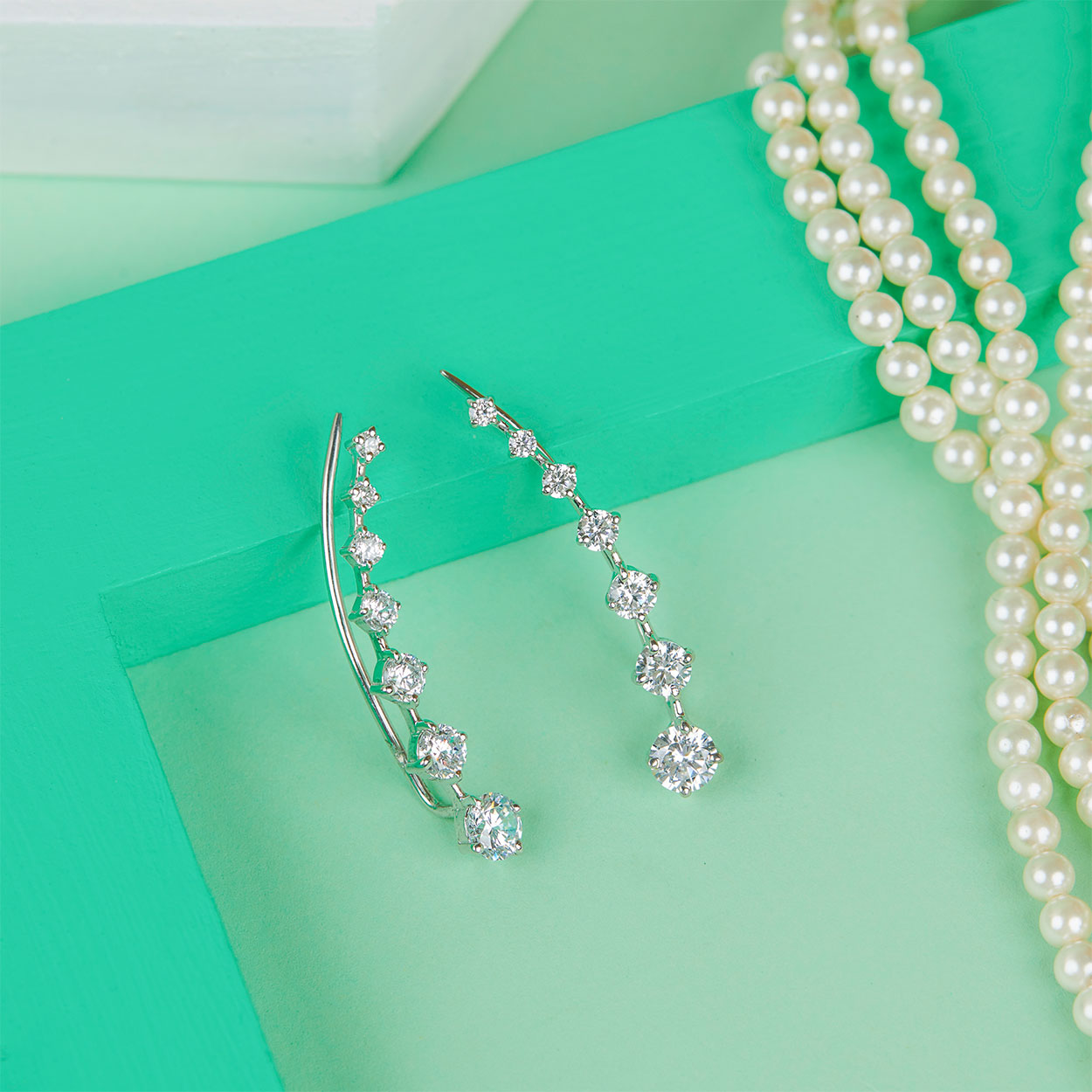 Lucy Silver Solitaire Ear Cuffs