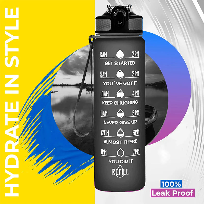 Motivational Sipper Water Bottle With Time Marker