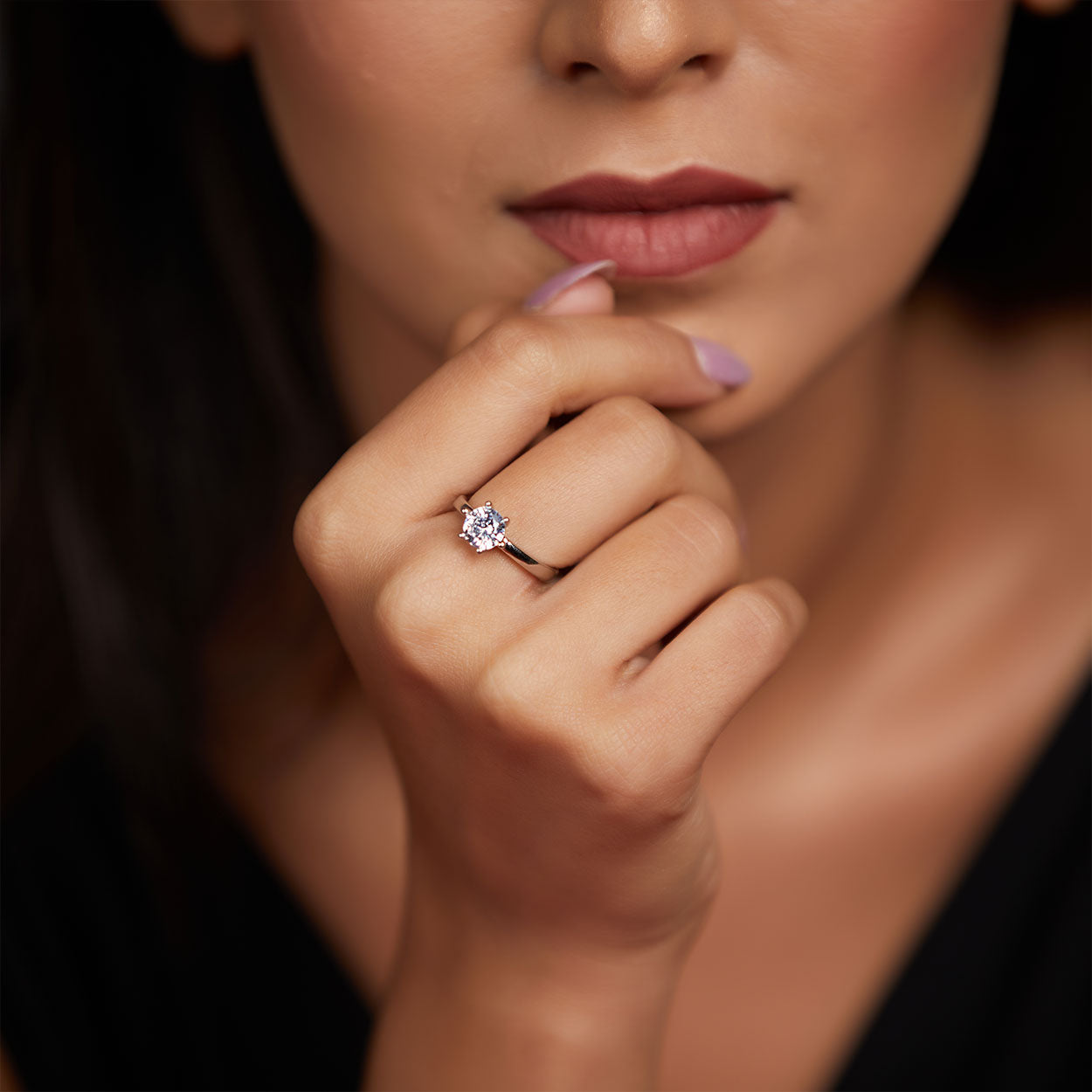 Leila Silver Solitaire Adjustable Ring