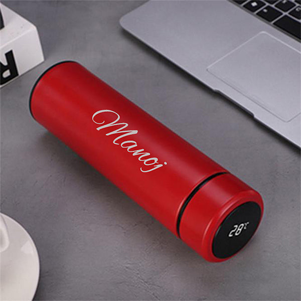Personalized Temperature Bottle With Smart Display | Red