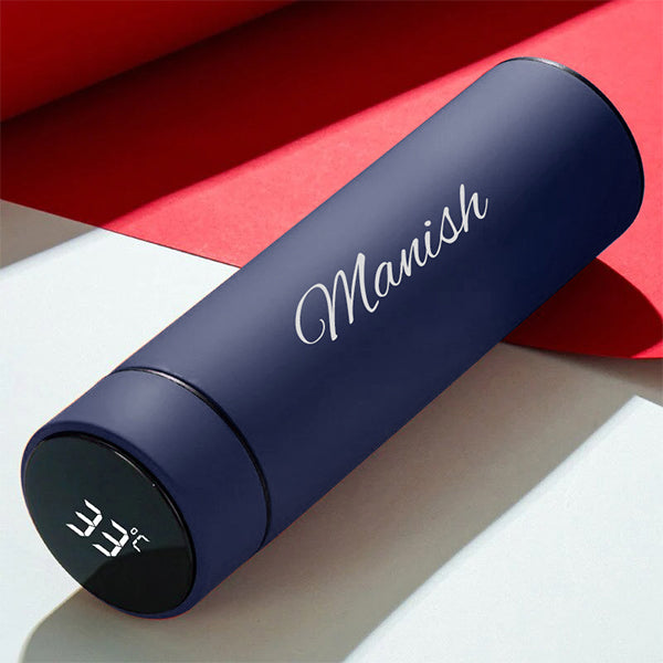 Personalized Temperature Bottle With Smart Display | Blue
