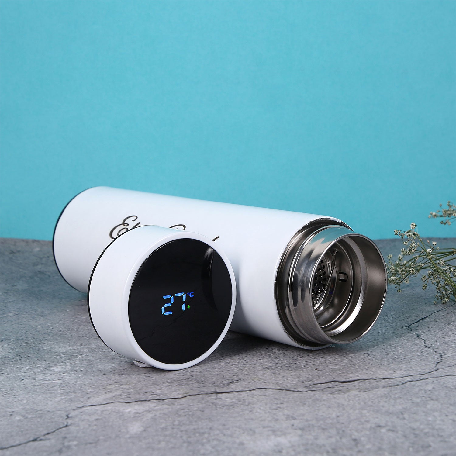 Personalized White Smart Temperature Water Bottle