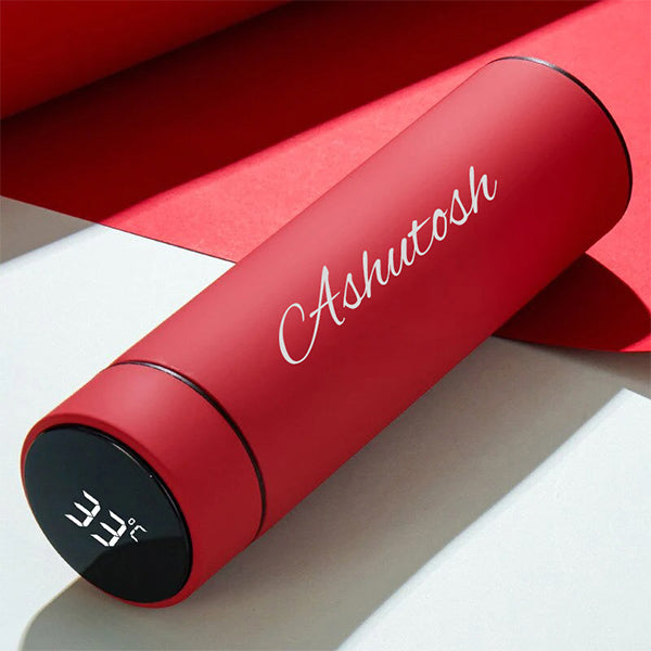 Personalized Temperature Bottle With Smart Display | Red
