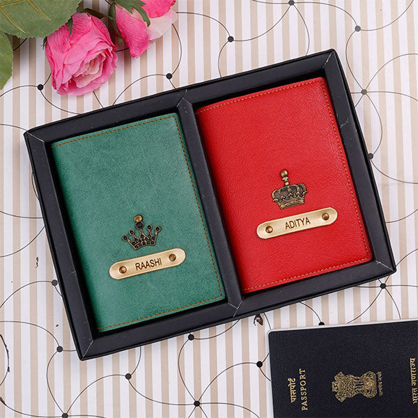 Customized Passport Covers Combo With Name & Charm