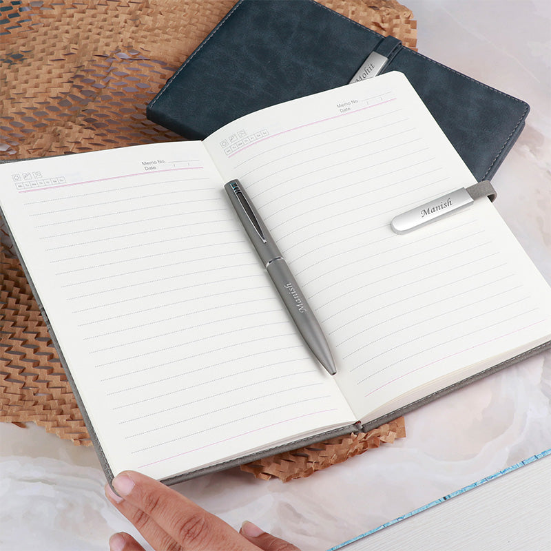 Personalized Textured Diary & Pen Gift Set