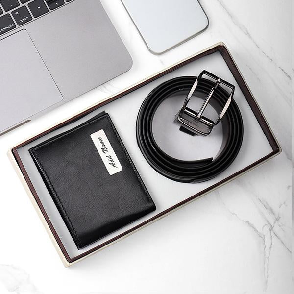 Personalized Wallet & Belt Combo Black