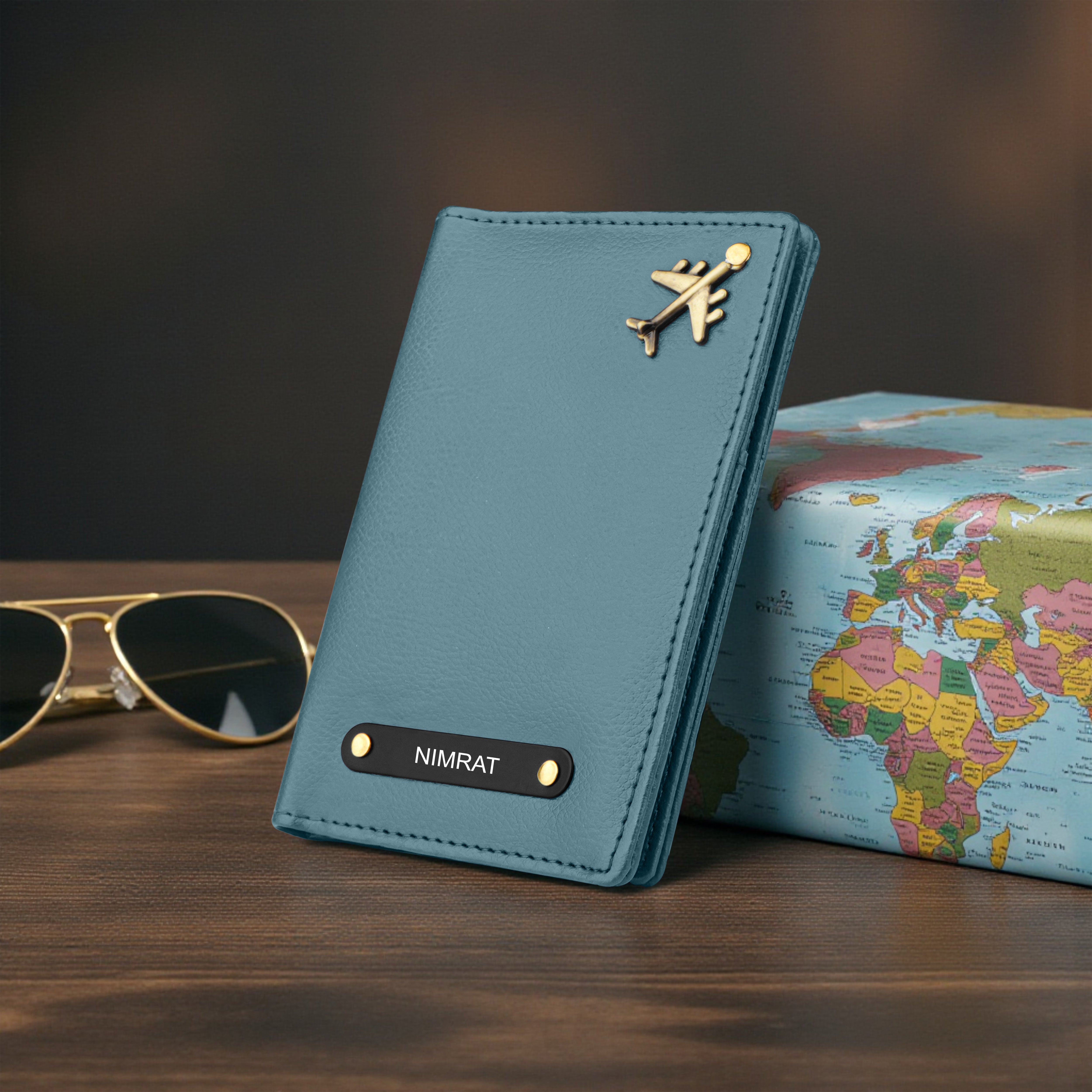 Personalized Wanderlust Passport Cover - Blue