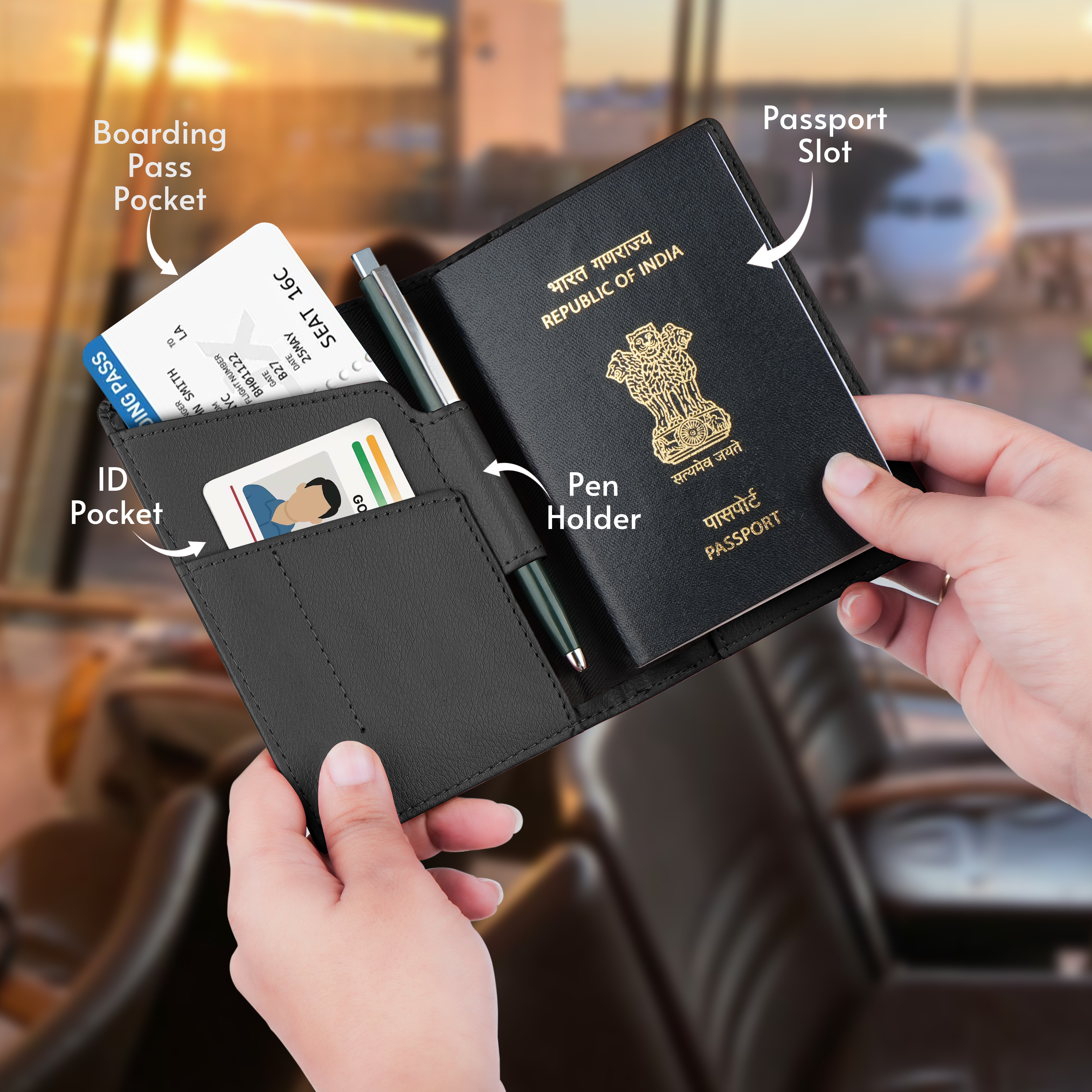 Personalized Wanderlust Passport Cover - Black