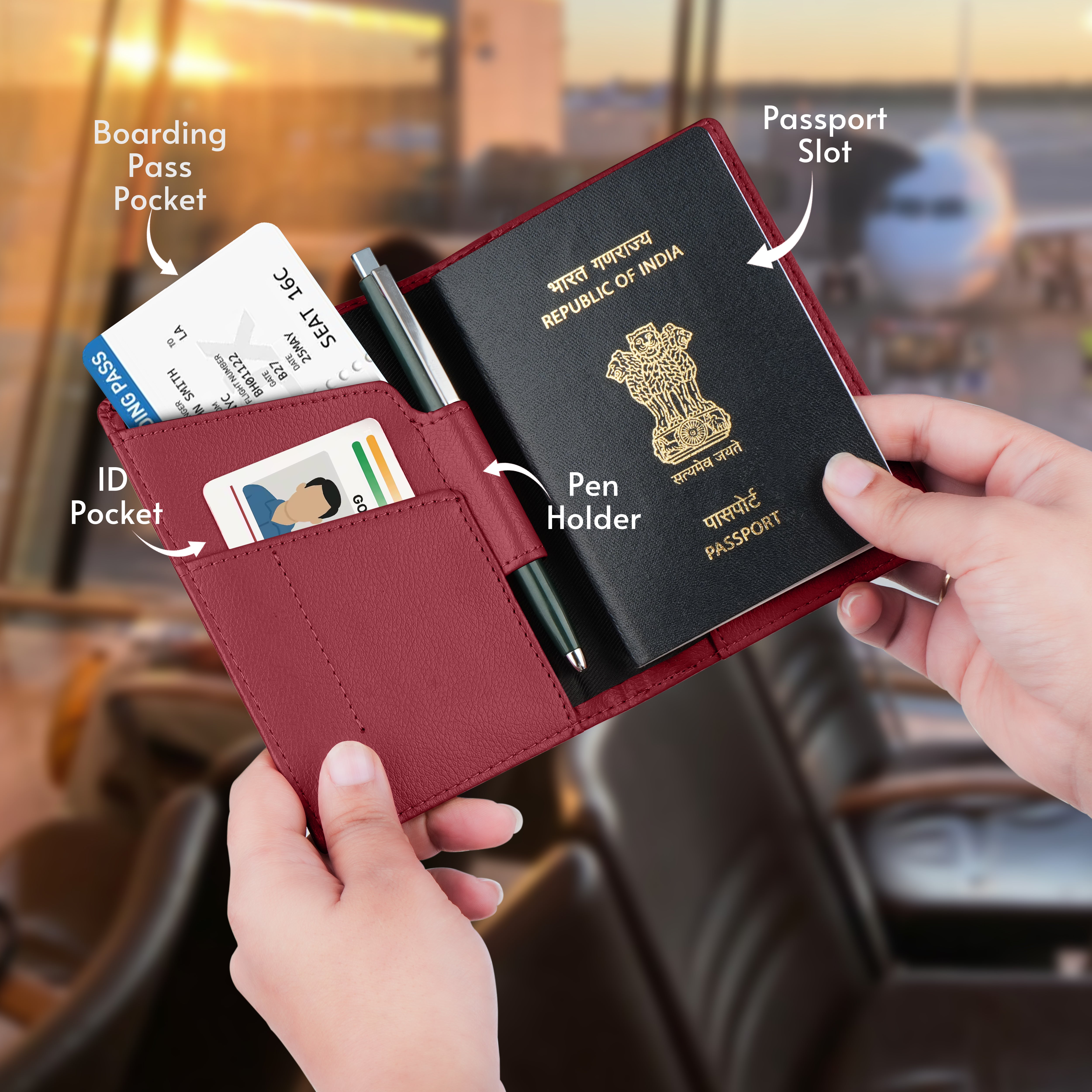 Personalized Wanderlust Passport Cover - Maroon