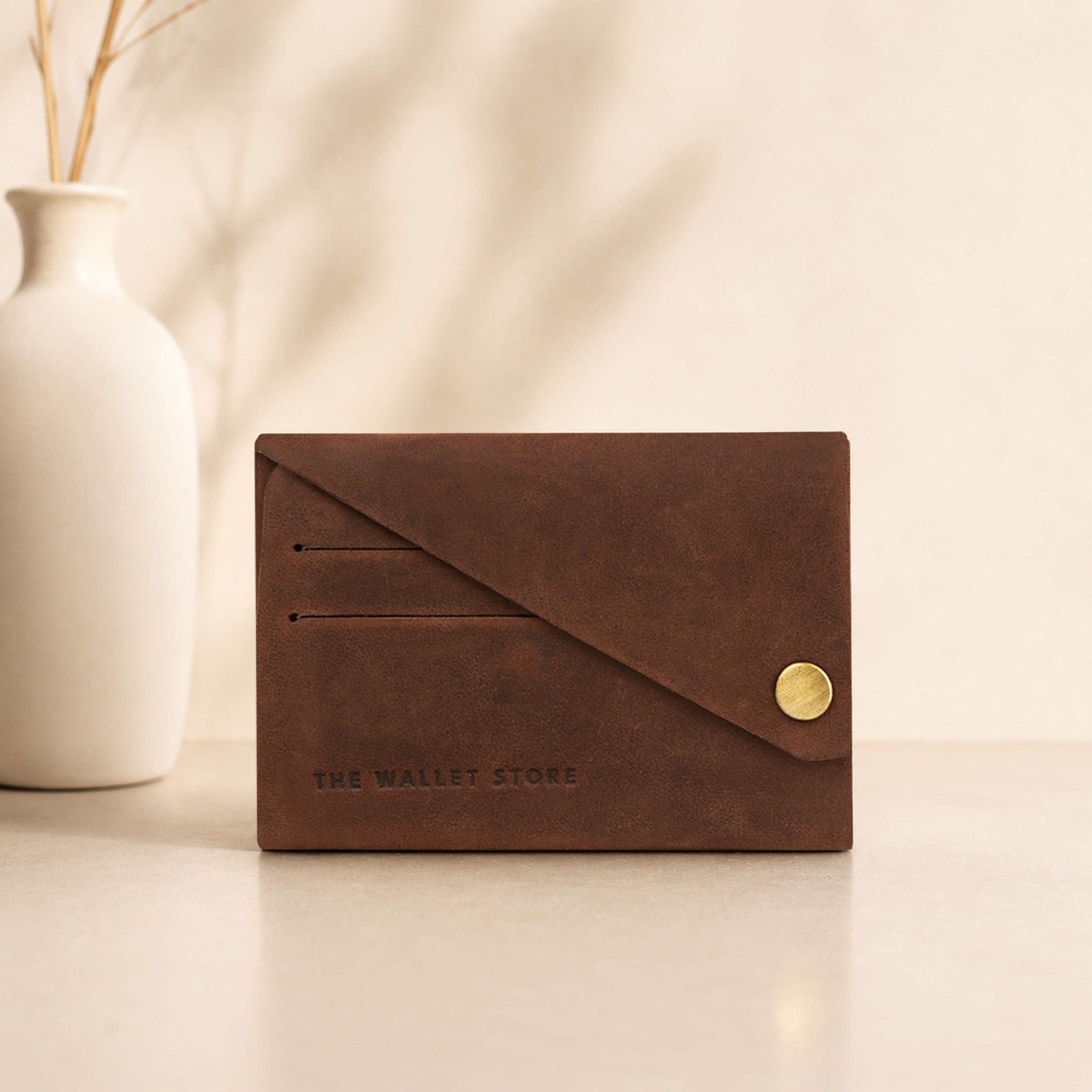 DIY Envelope Genuine Leather Wallet - Brown