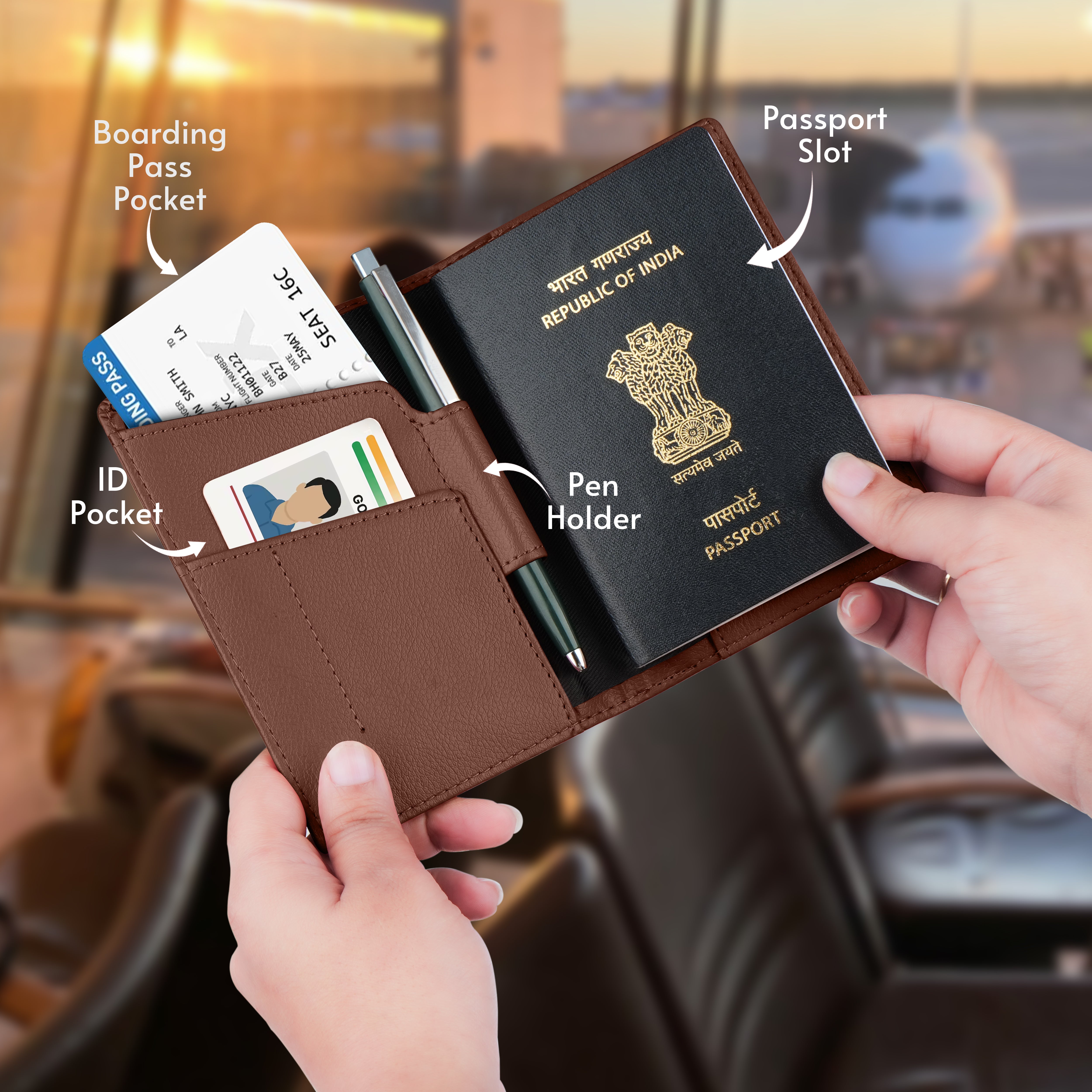 Personalized Wanderlust Passport Cover - Brown