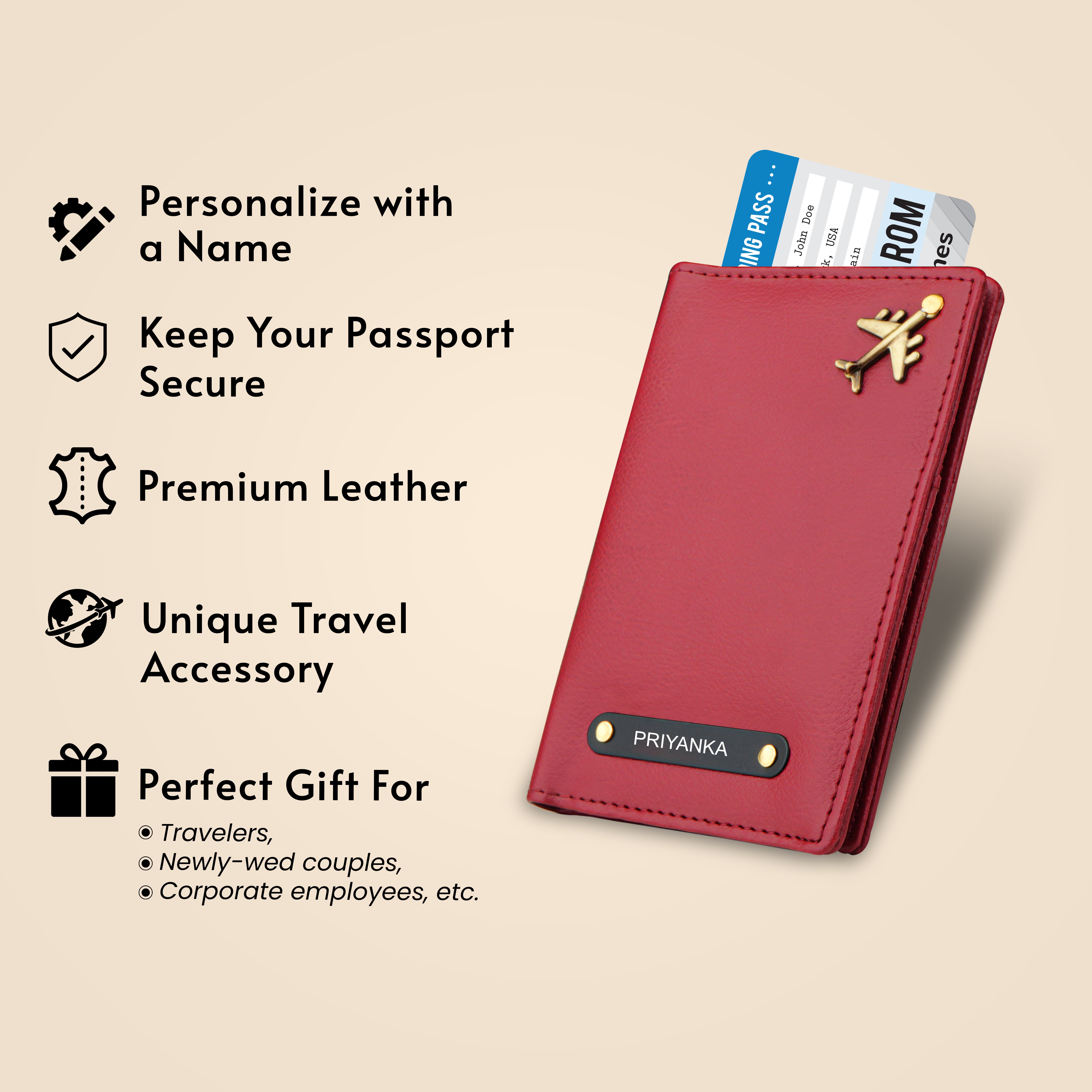 Personalized Wanderlust Passport Cover - Red