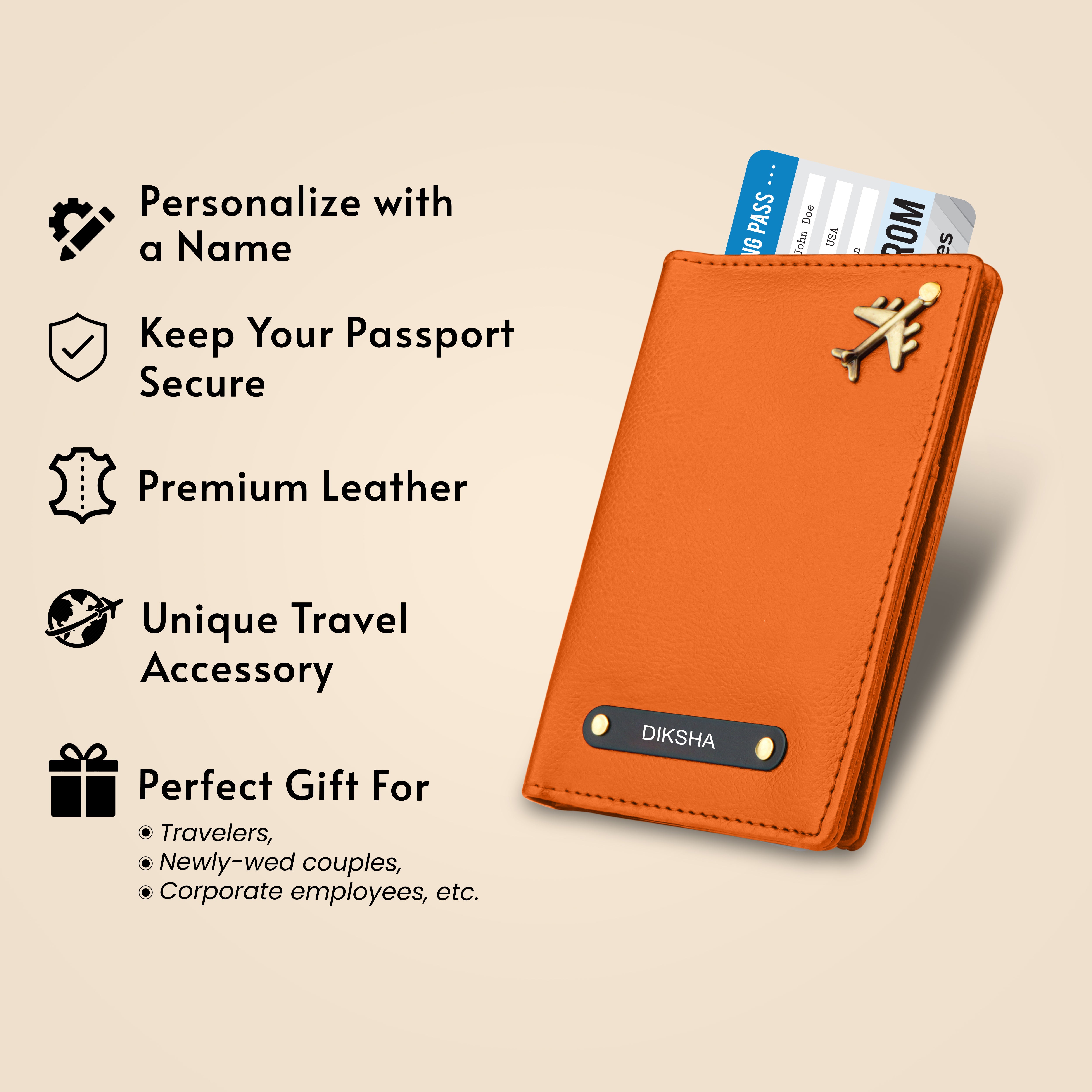 Personalized Wanderlust Passport Cover - Orange