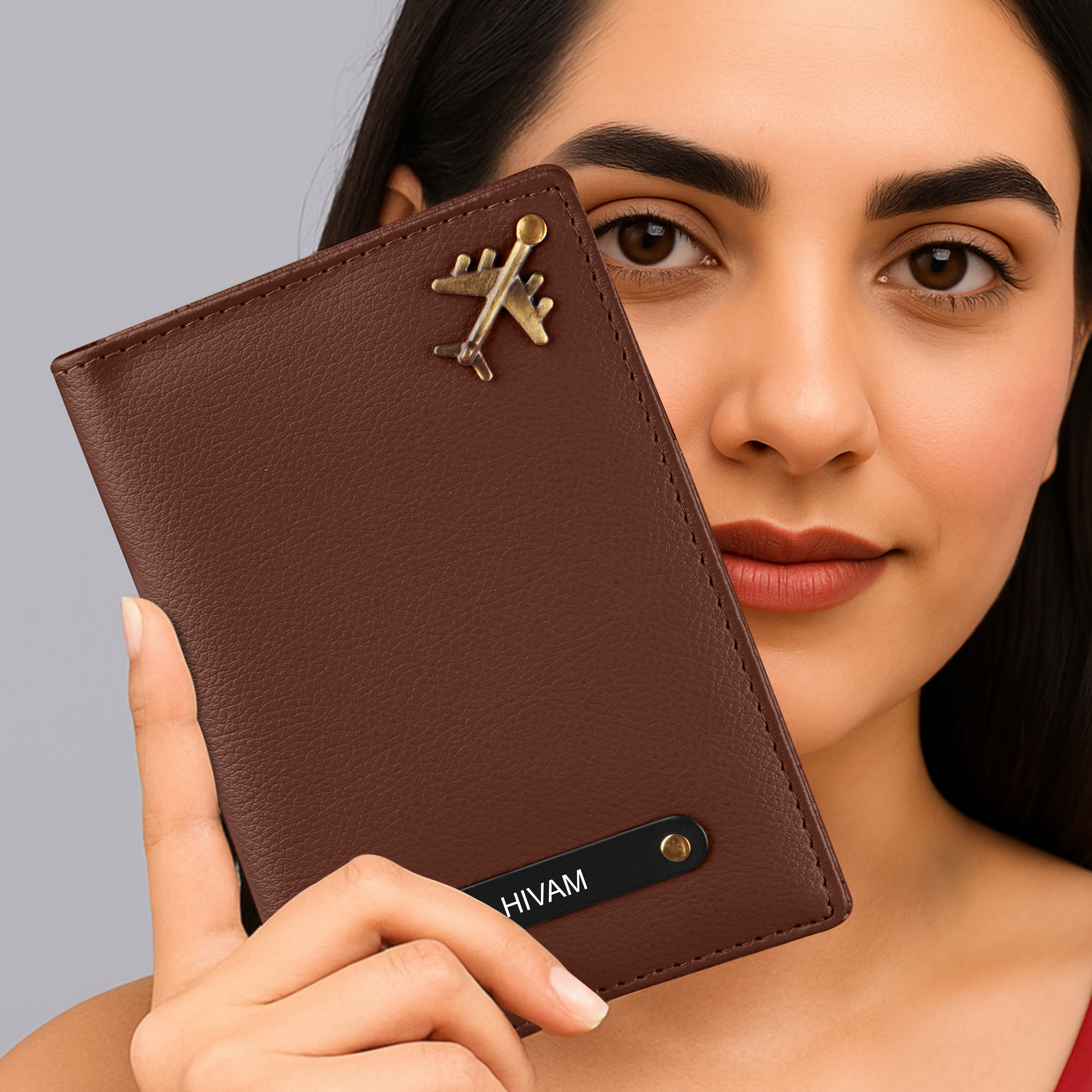 Personalized Wanderlust Passport Cover - Brown