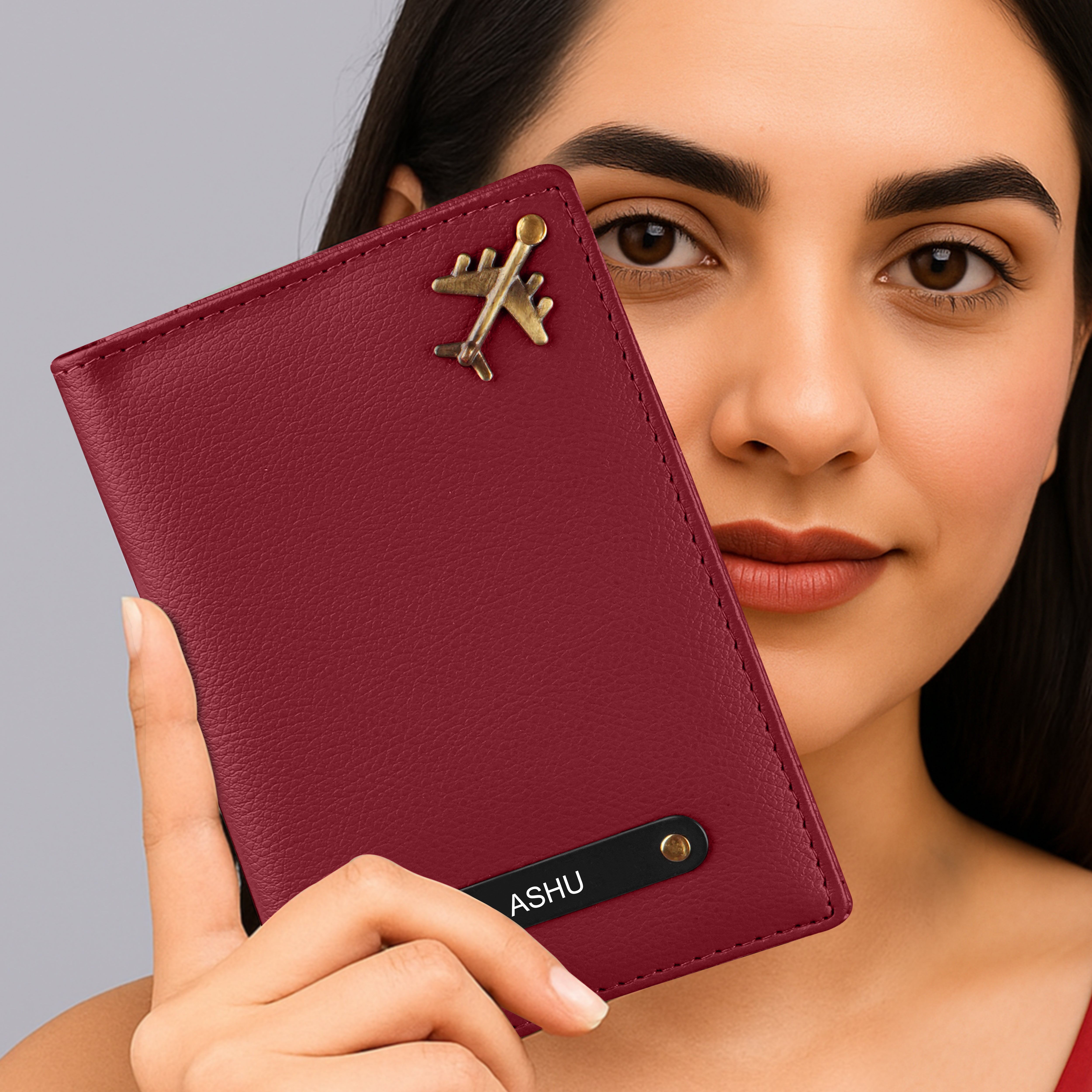Personalized Wanderlust Passport Cover - Maroon