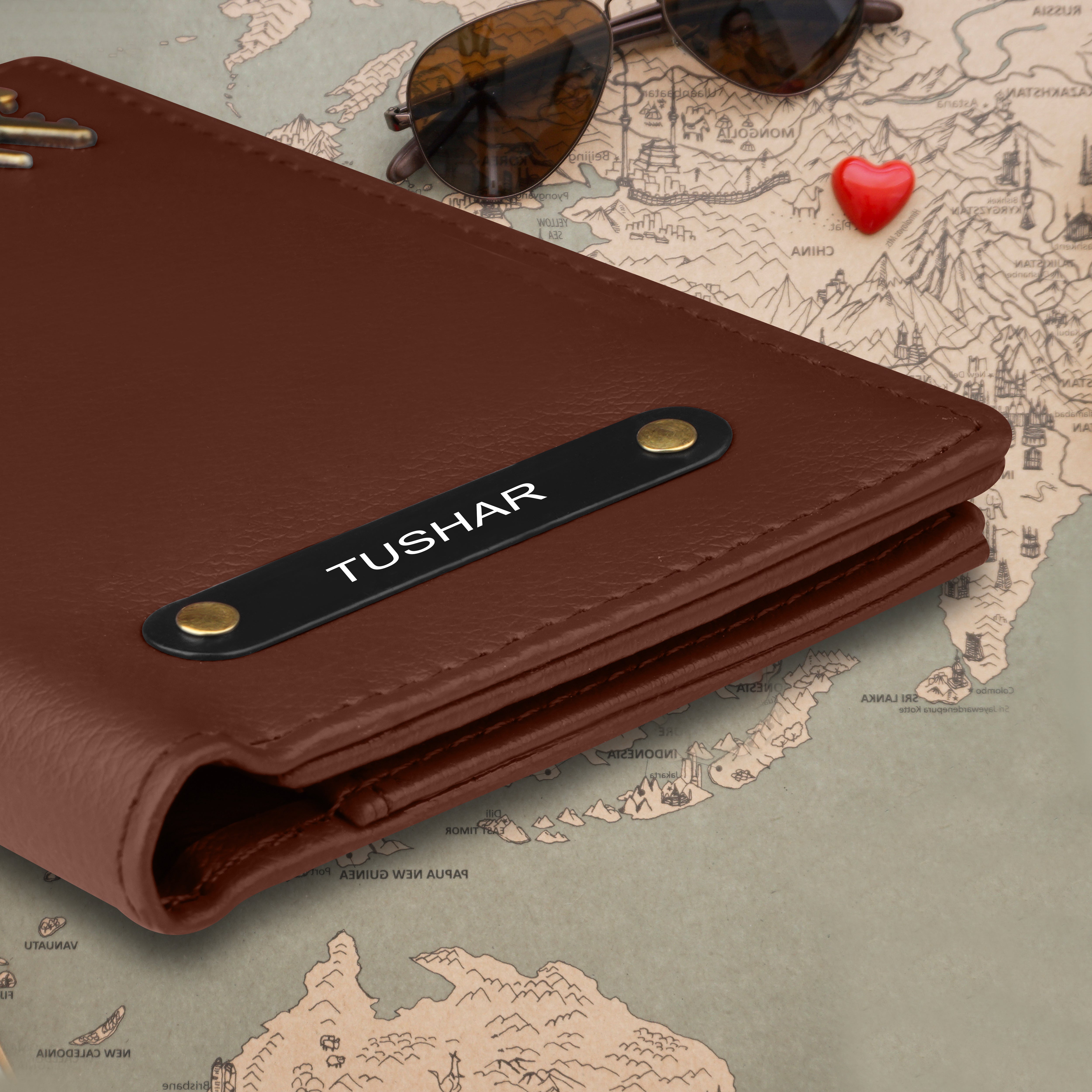 Personalized Wanderlust Passport Cover - Brown