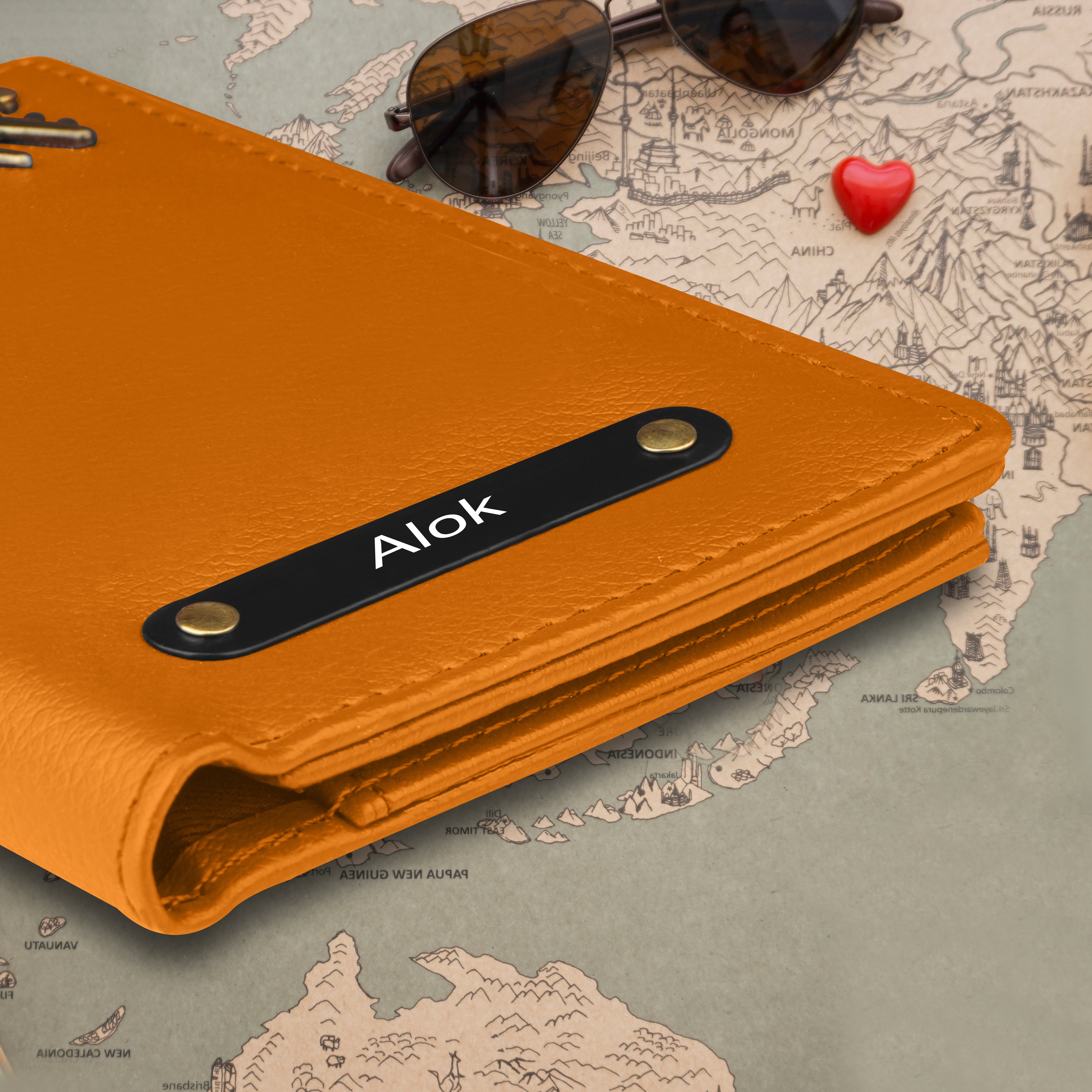 Personalized Wanderlust Passport Cover - Mustard
