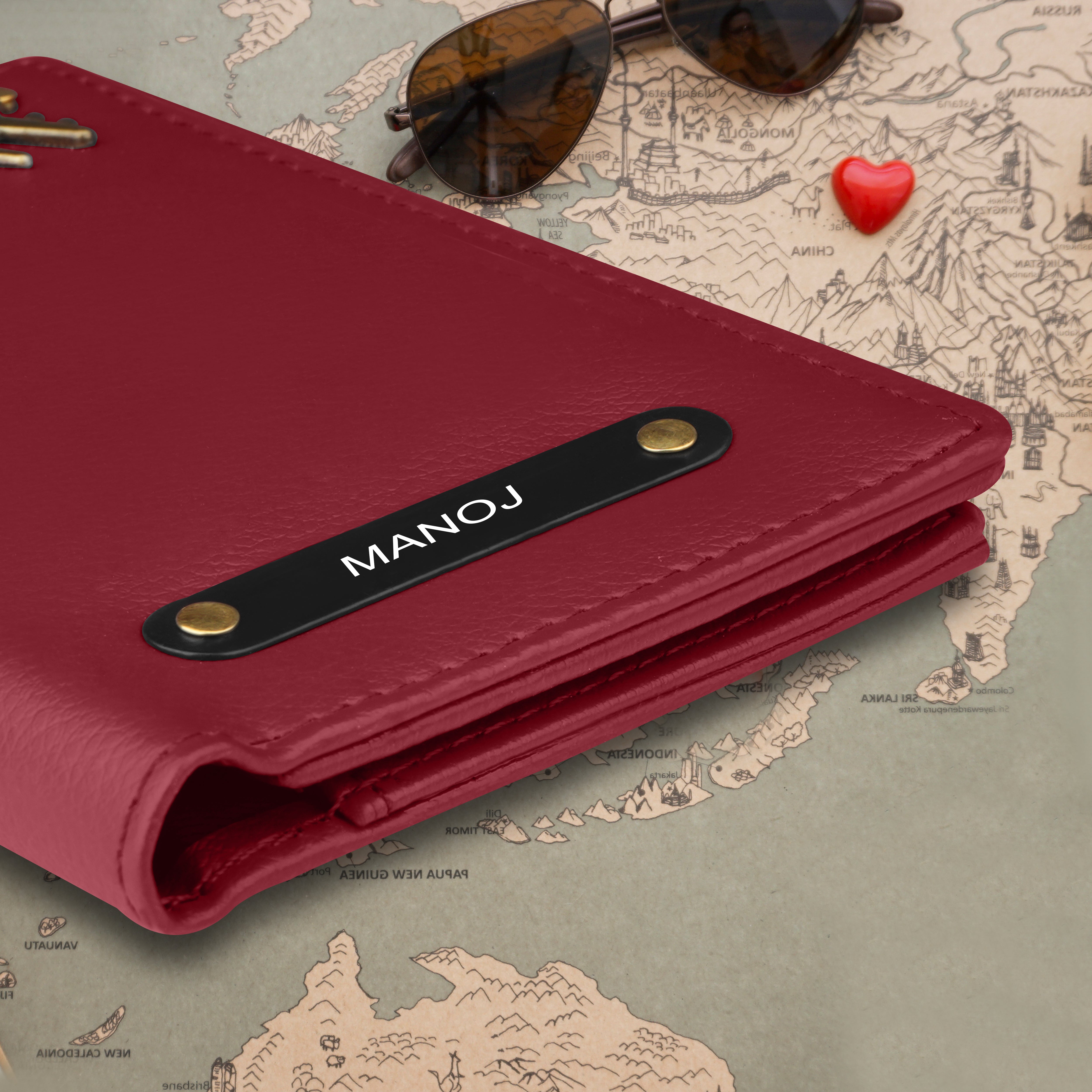 Personalized Wanderlust Passport Cover - Maroon