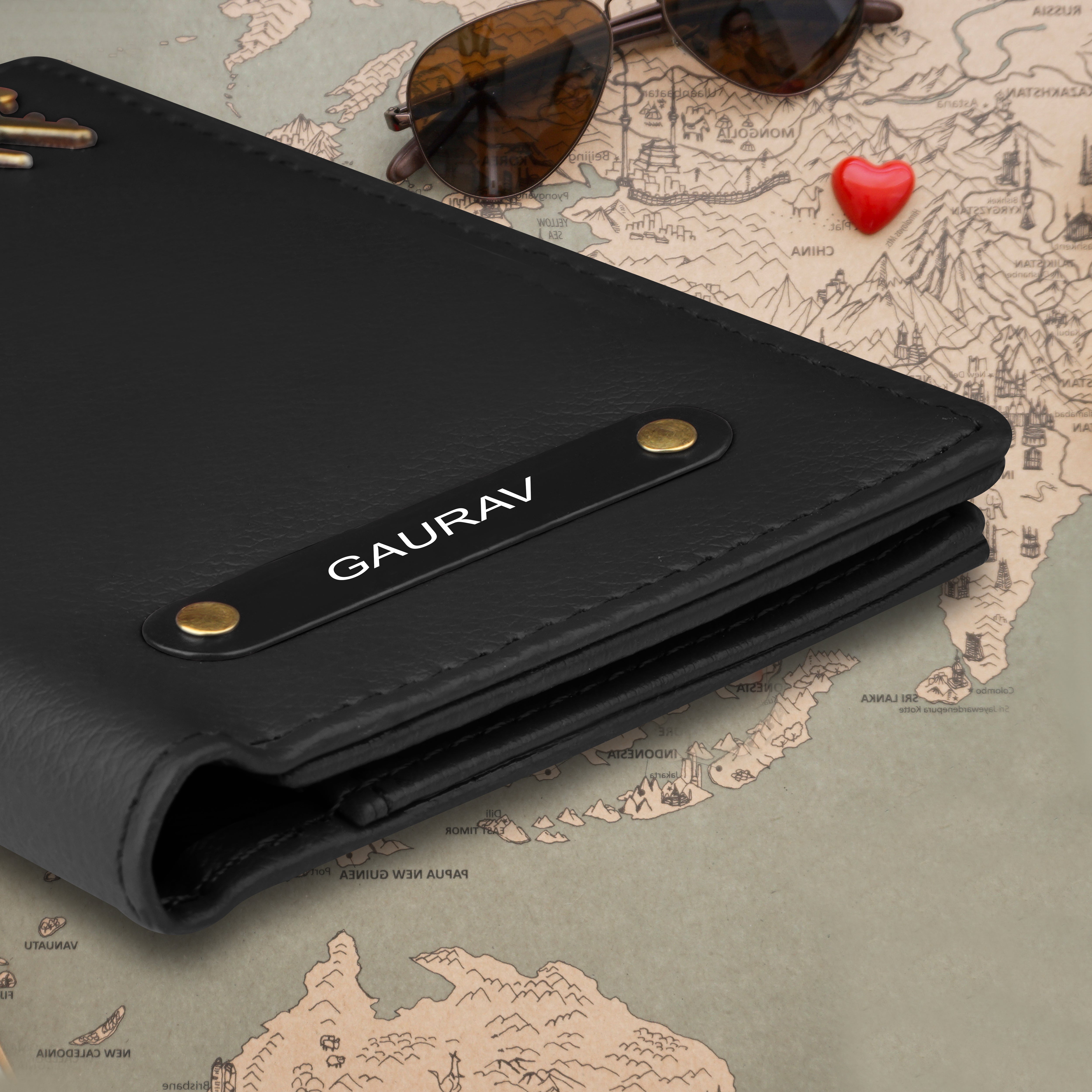 Personalized Wanderlust Passport Cover - Black