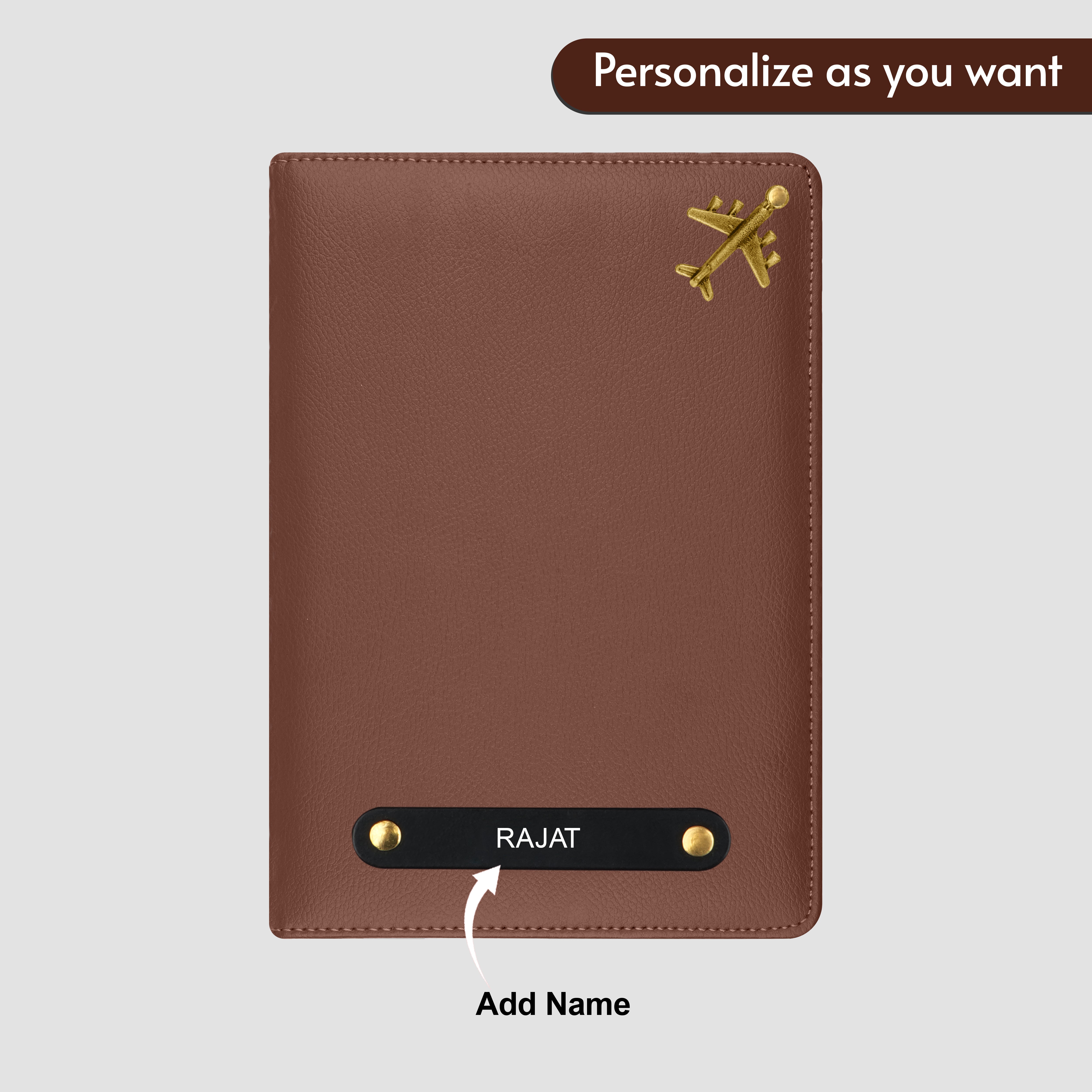 Personalized Wanderlust Passport Cover - Brown