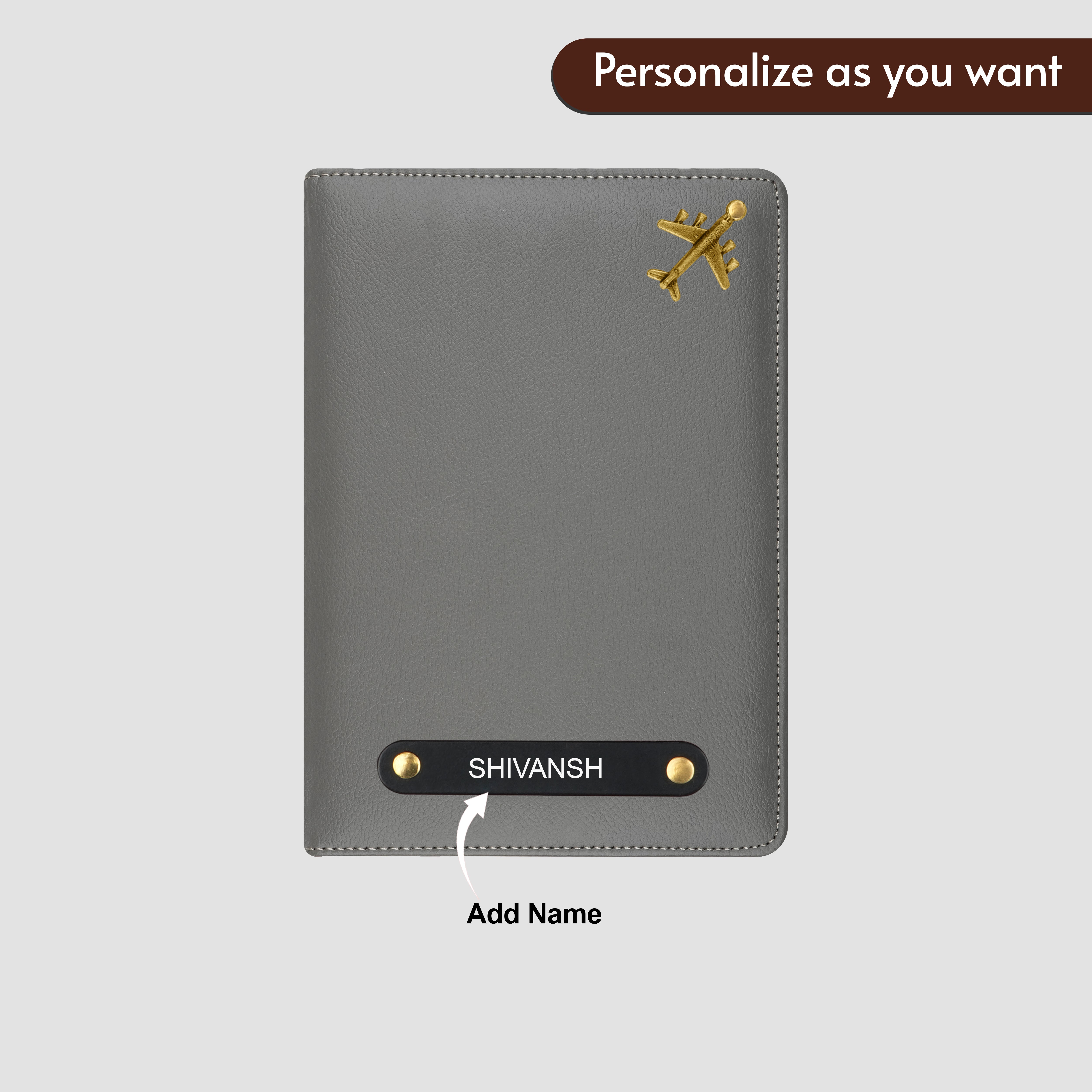Personalized Wanderlust Passport Cover - Grey