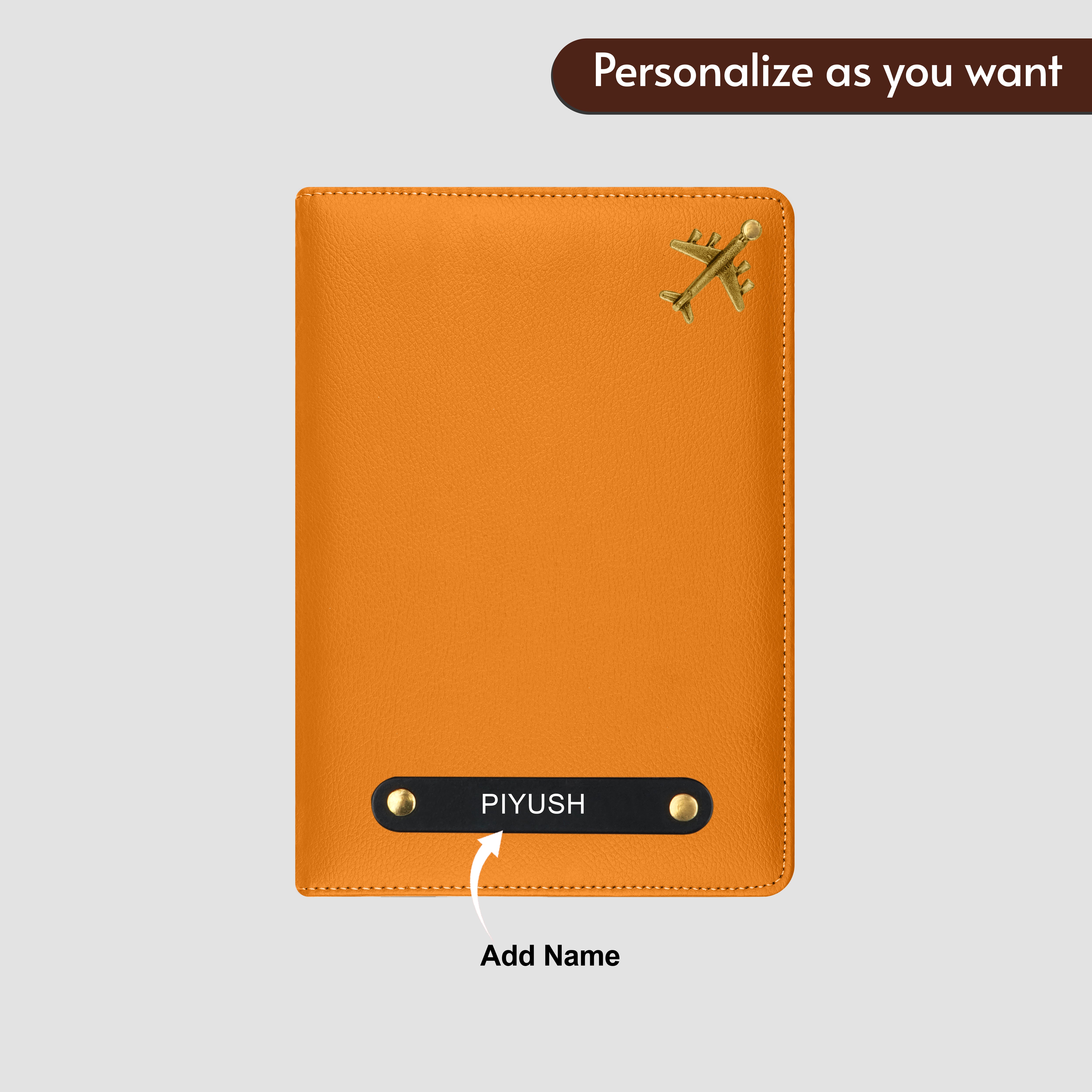 Personalized Wanderlust Passport Cover - Mustard