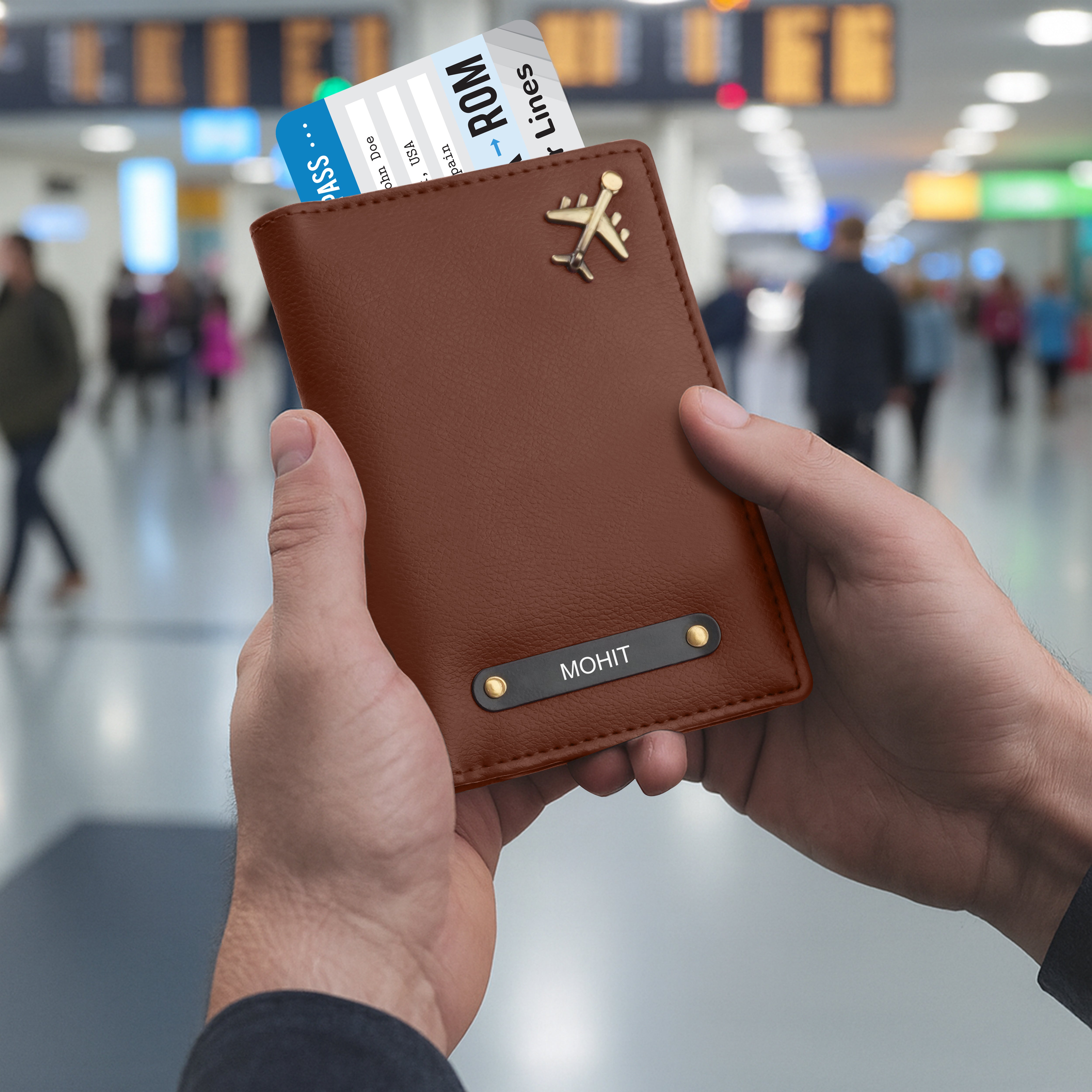 Personalized Wanderlust Passport Cover - Brown