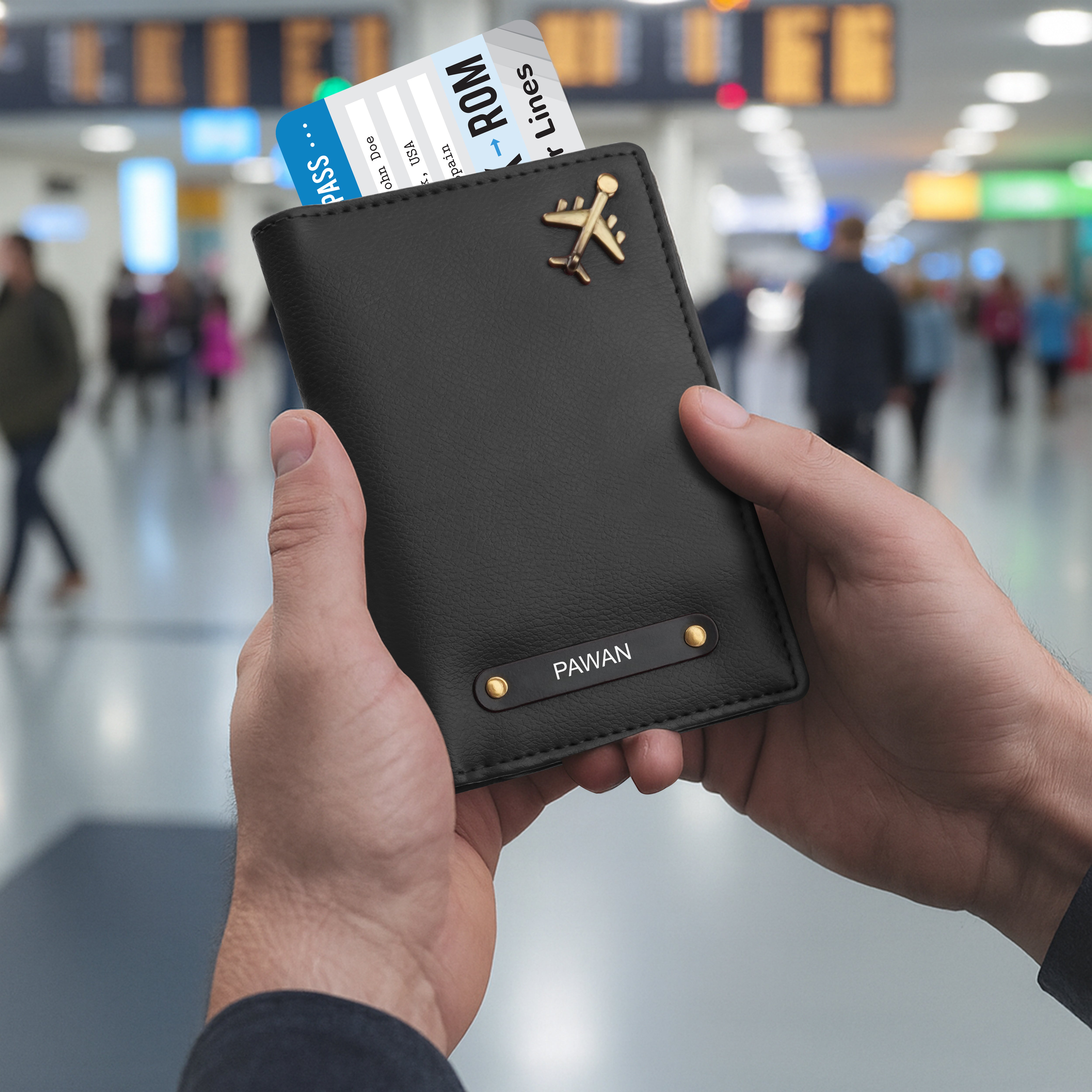 Personalized Wanderlust Passport Cover - Black