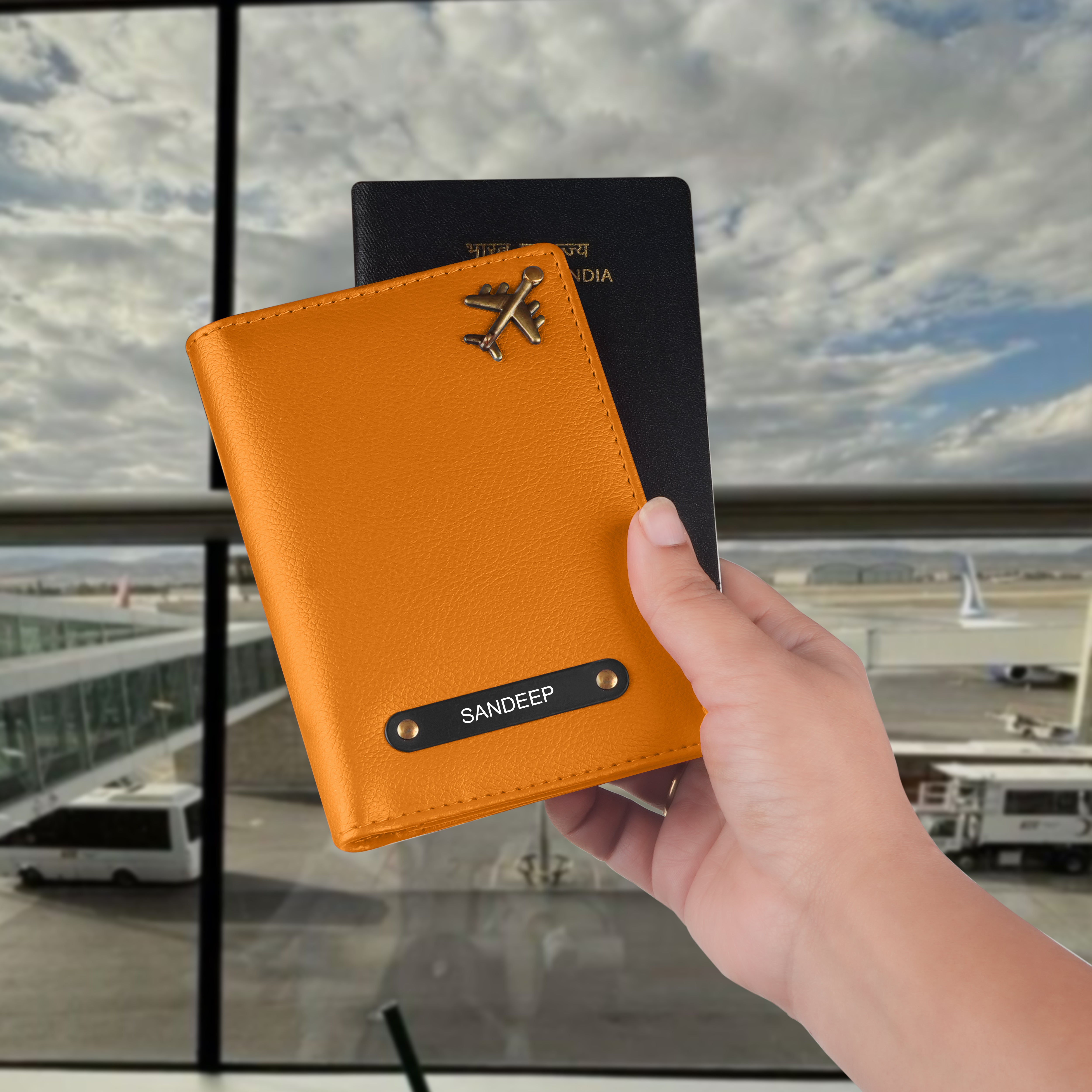 Personalized Wanderlust Passport Cover - Mustard