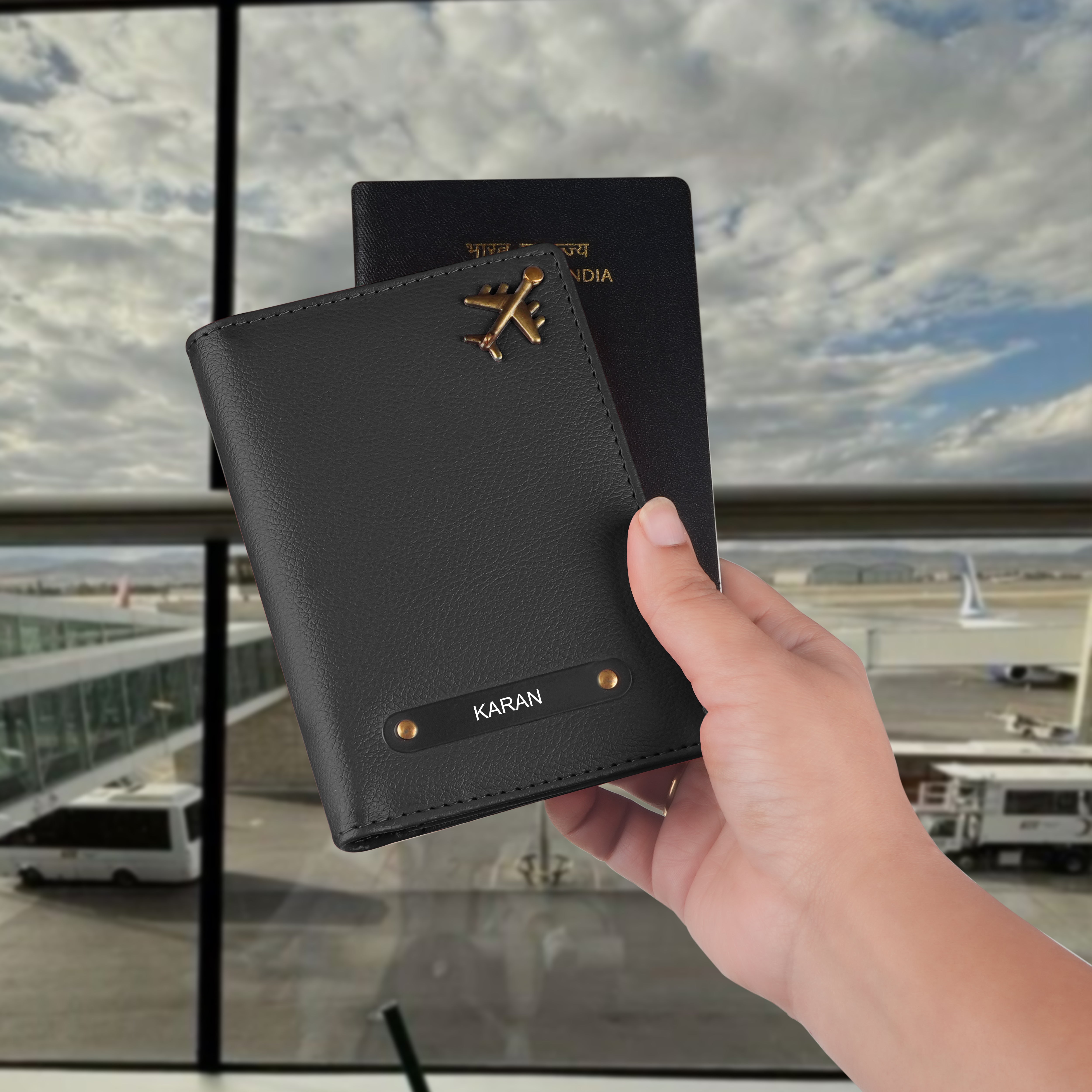 Personalized Wanderlust Passport Cover - Black