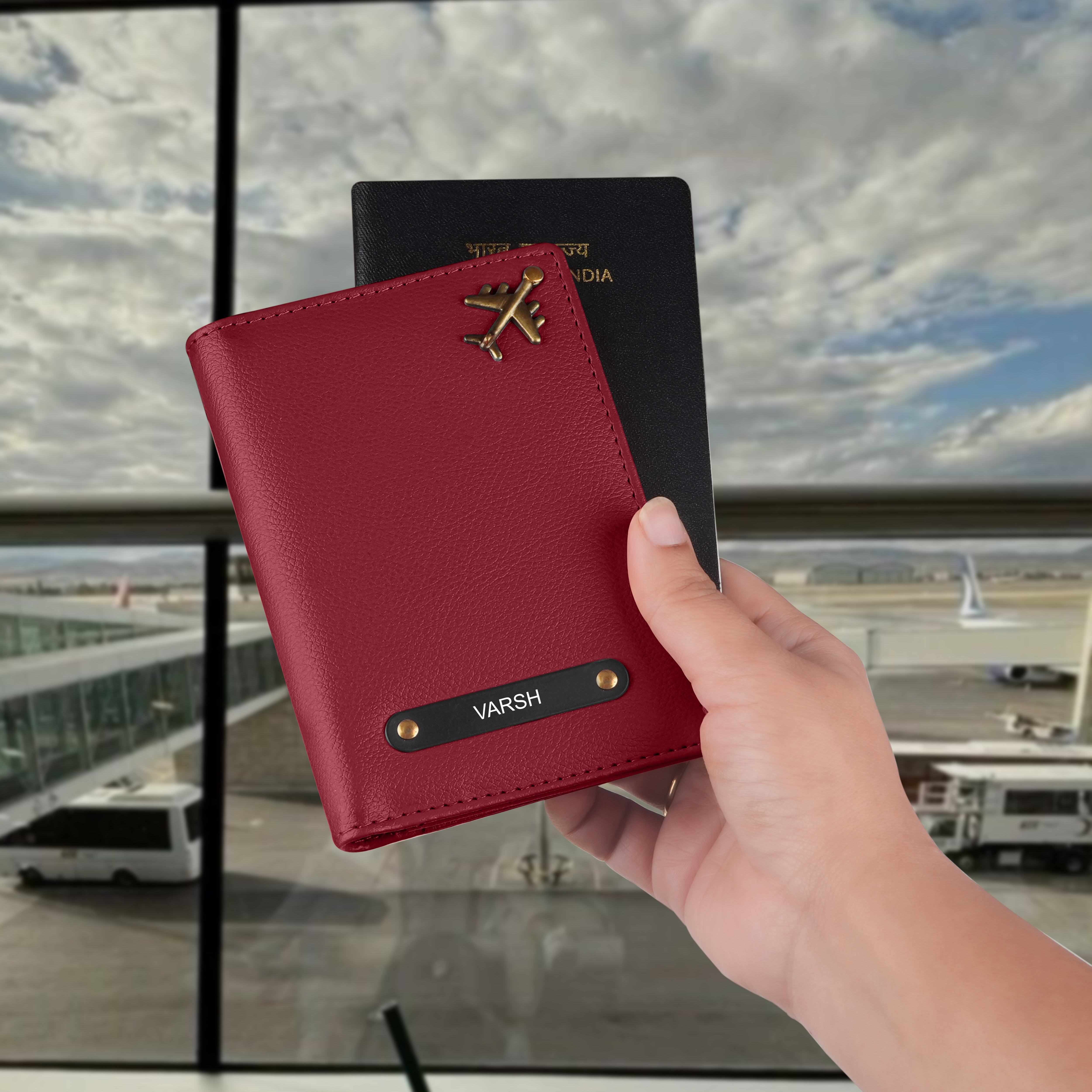 Personalized Wanderlust Passport Cover - Maroon