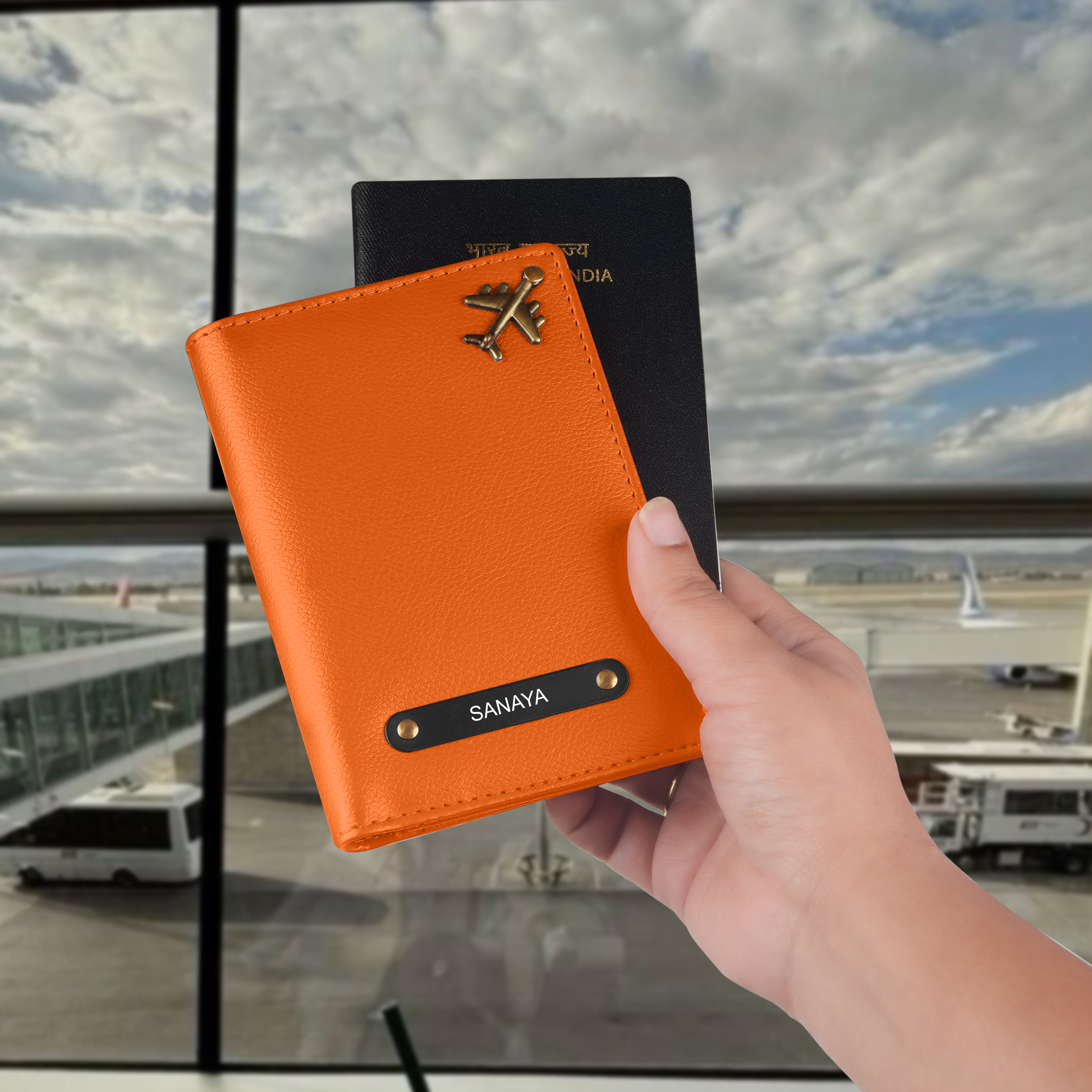 Personalized Wanderlust Passport Cover - Orange