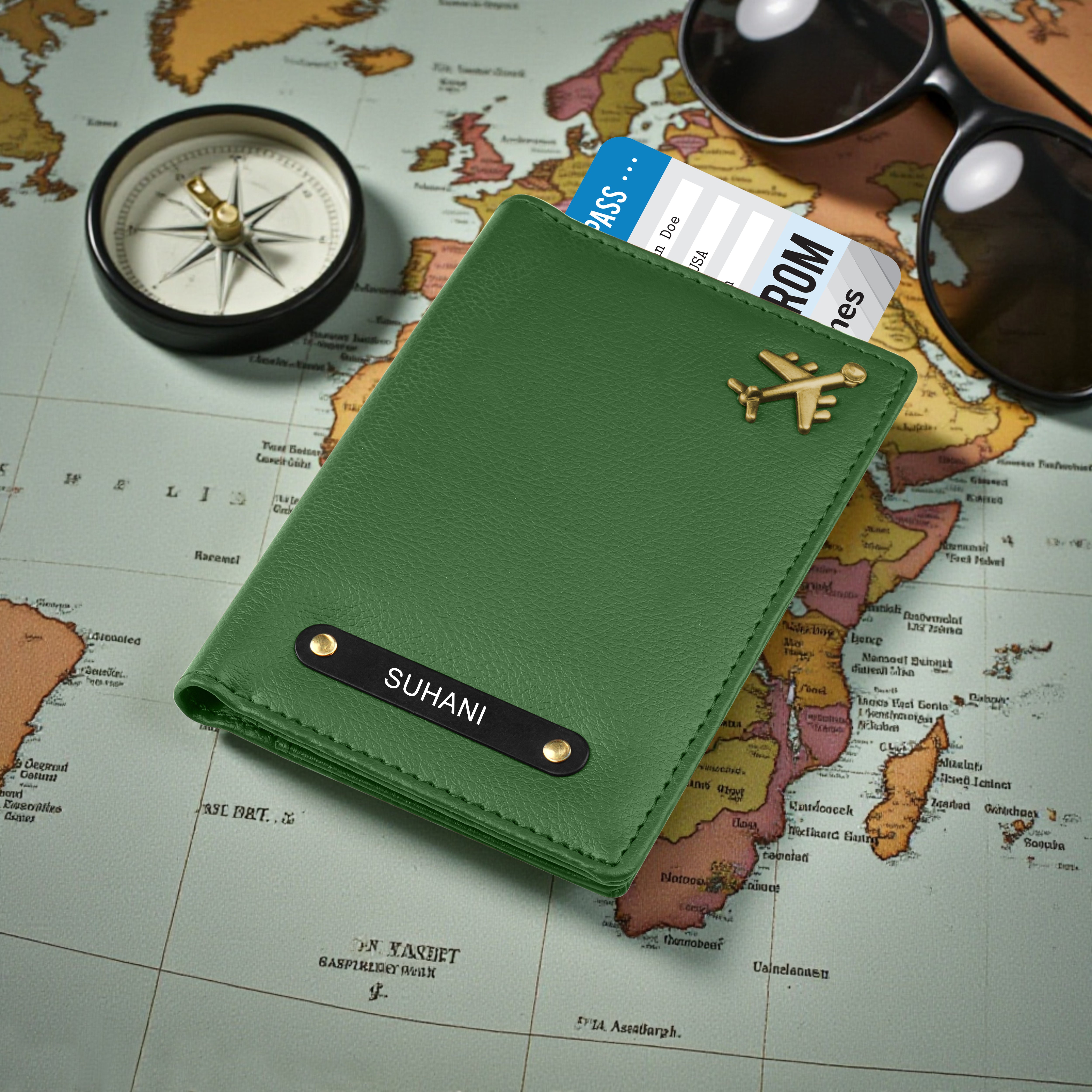 Personalized Wanderlust Passport Cover - Green