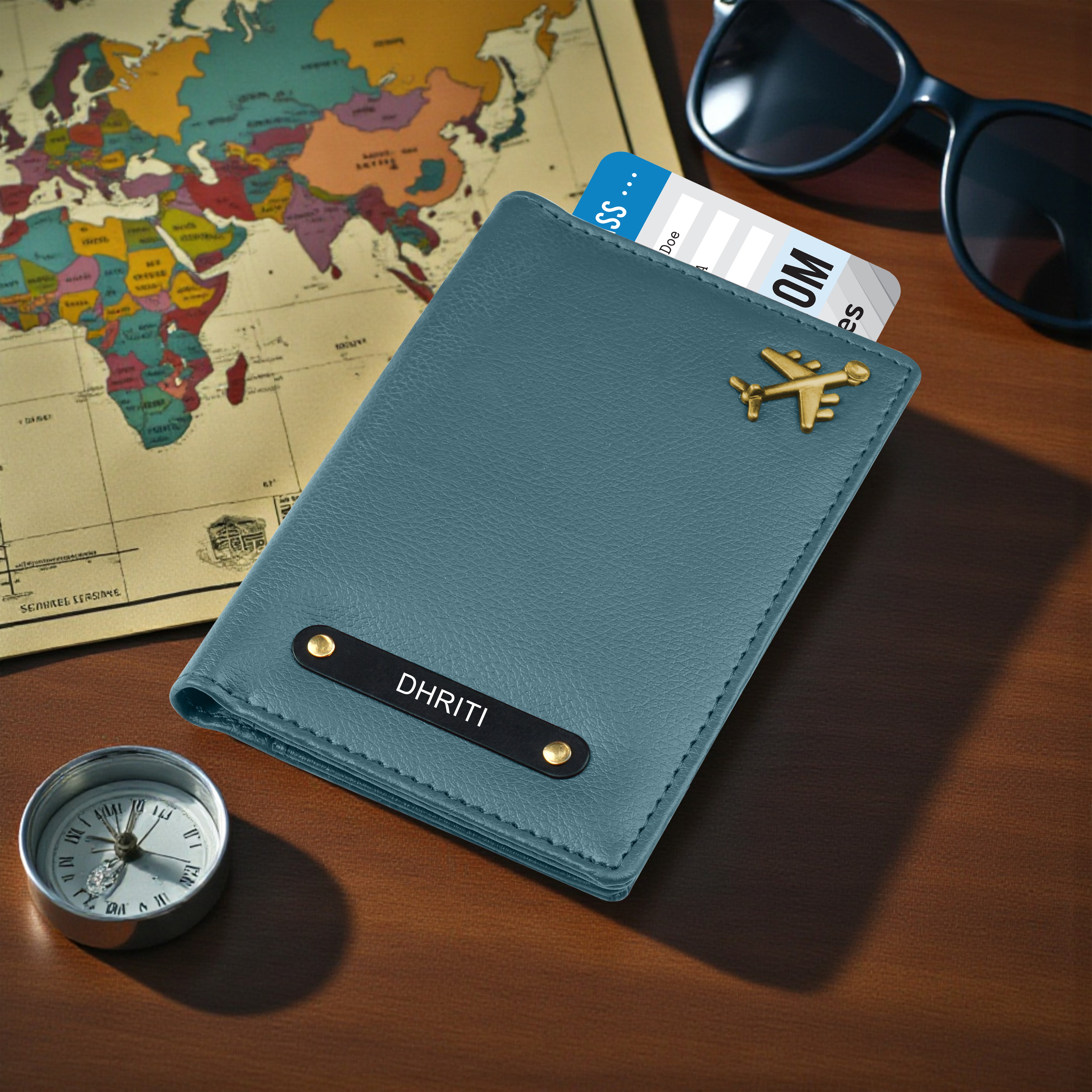 Personalized Wanderlust Passport Cover - Blue