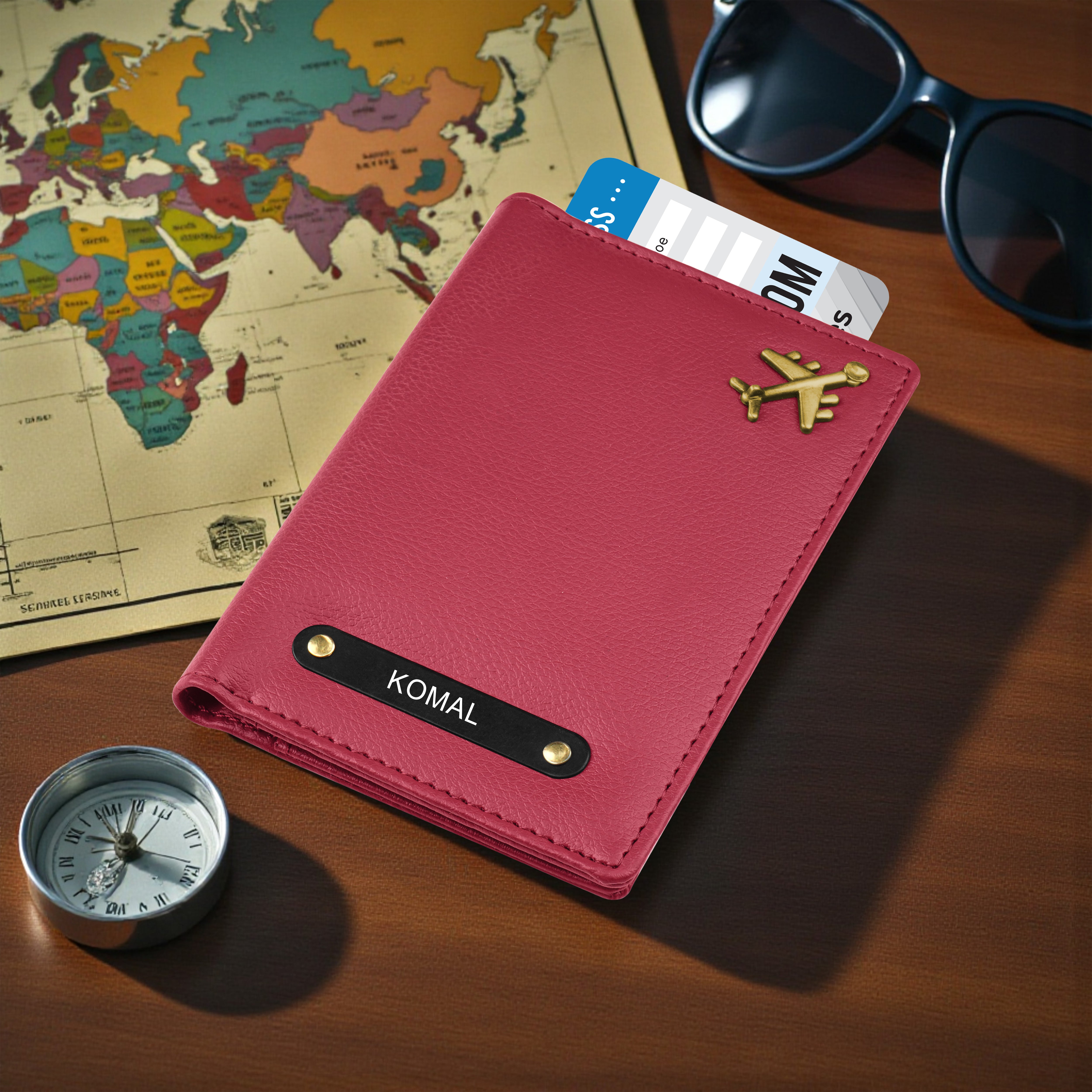 Personalized Wanderlust Passport Cover - Red