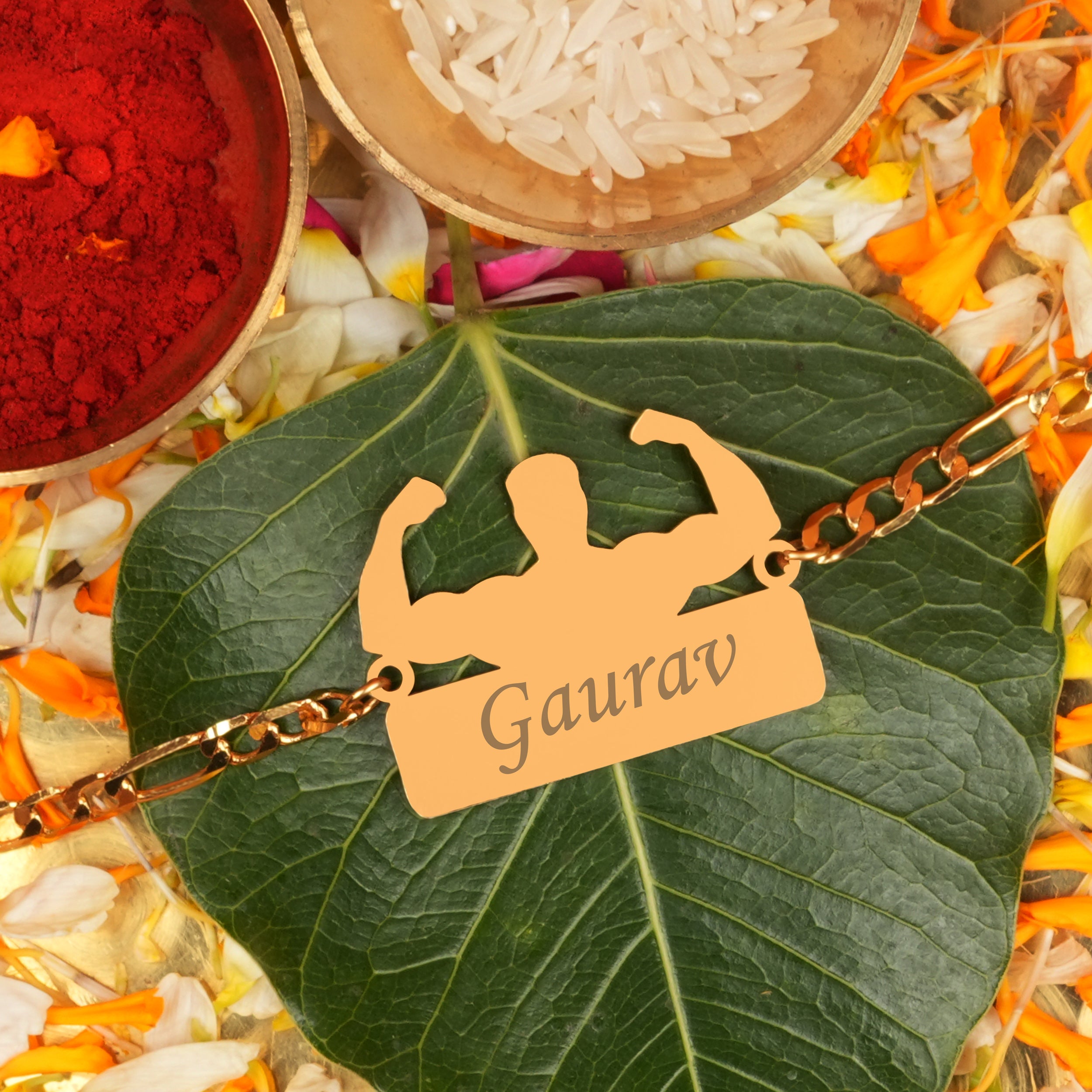 Personalized BodyBuilder Metallic Rakhi With Name