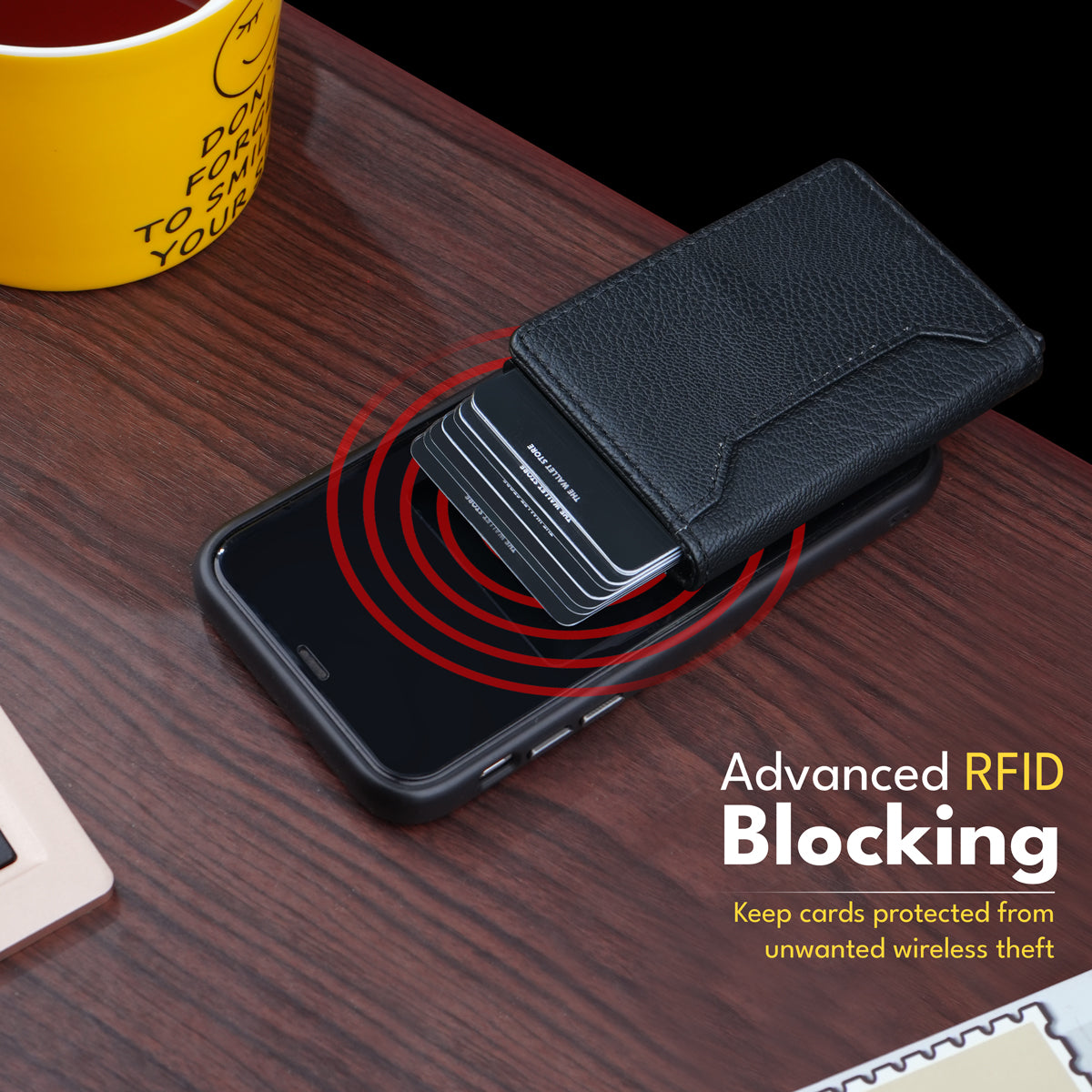 Personalized RFID Protected Metal Card Holder With Leather Cover