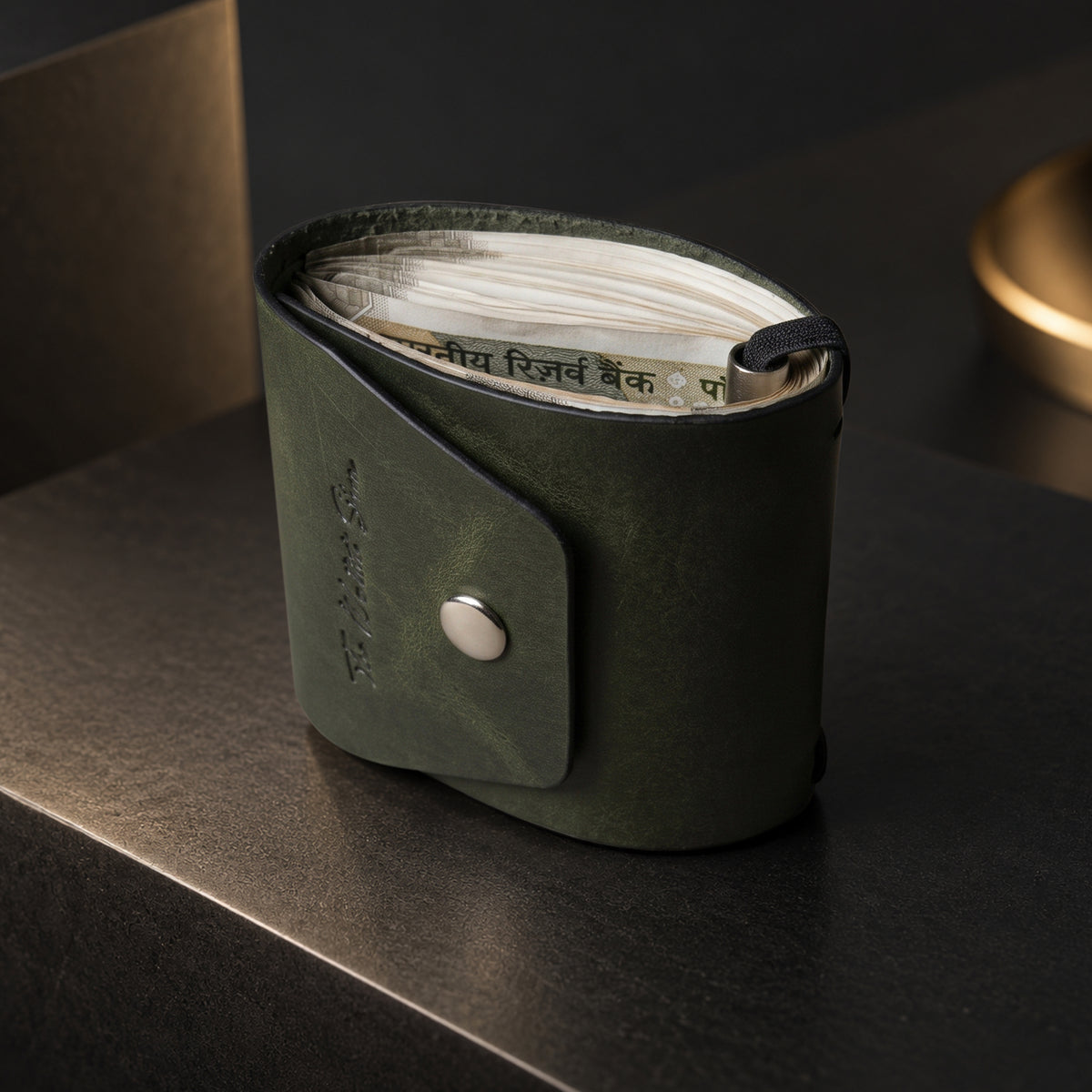 Cash Wrap Slim Leather Wallet - Green
