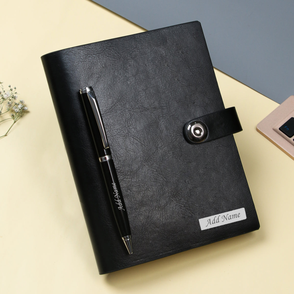 Personalized Premium Leather Cover Notebook & Pen Gift Set