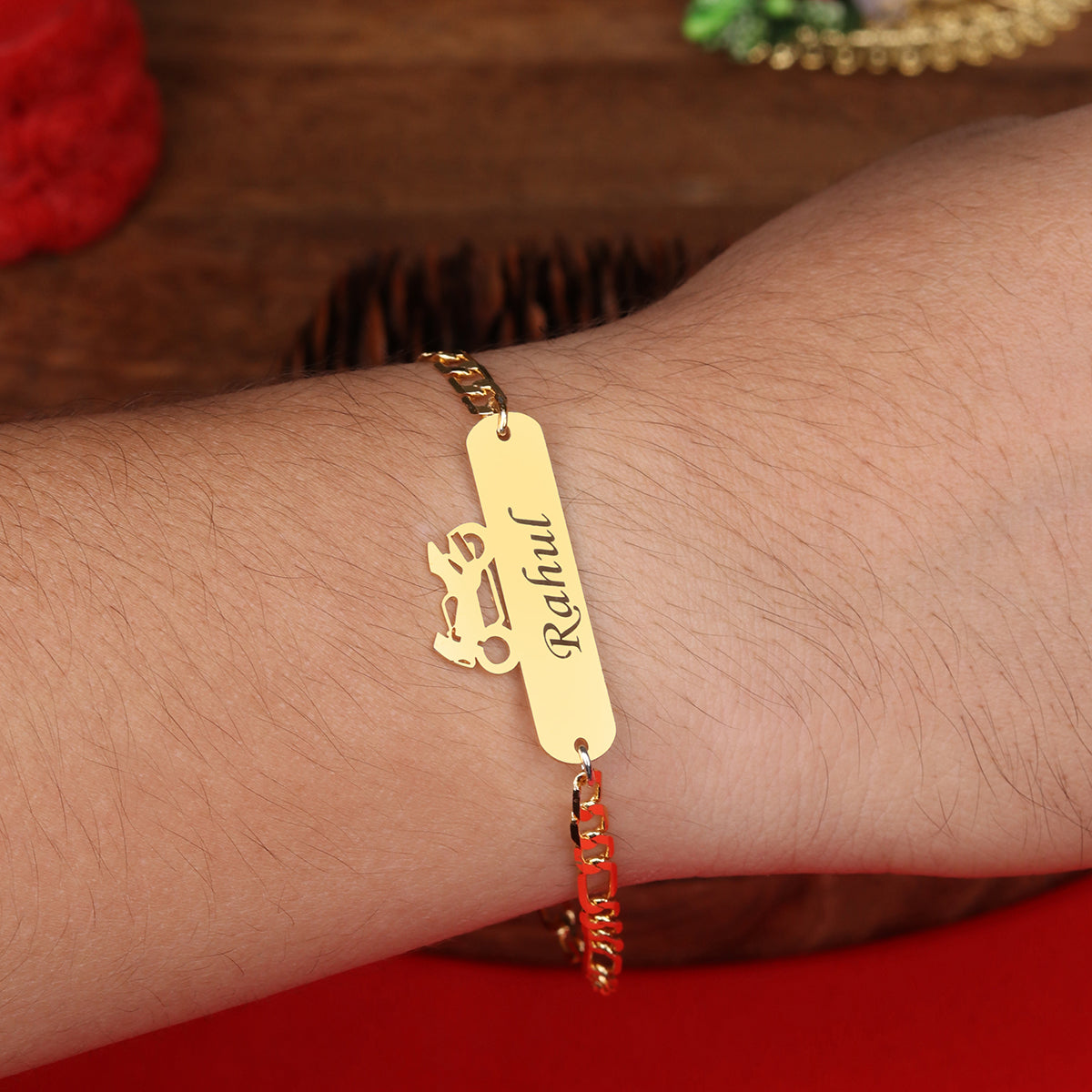 Personalized Metal Bike Rakhi With Name