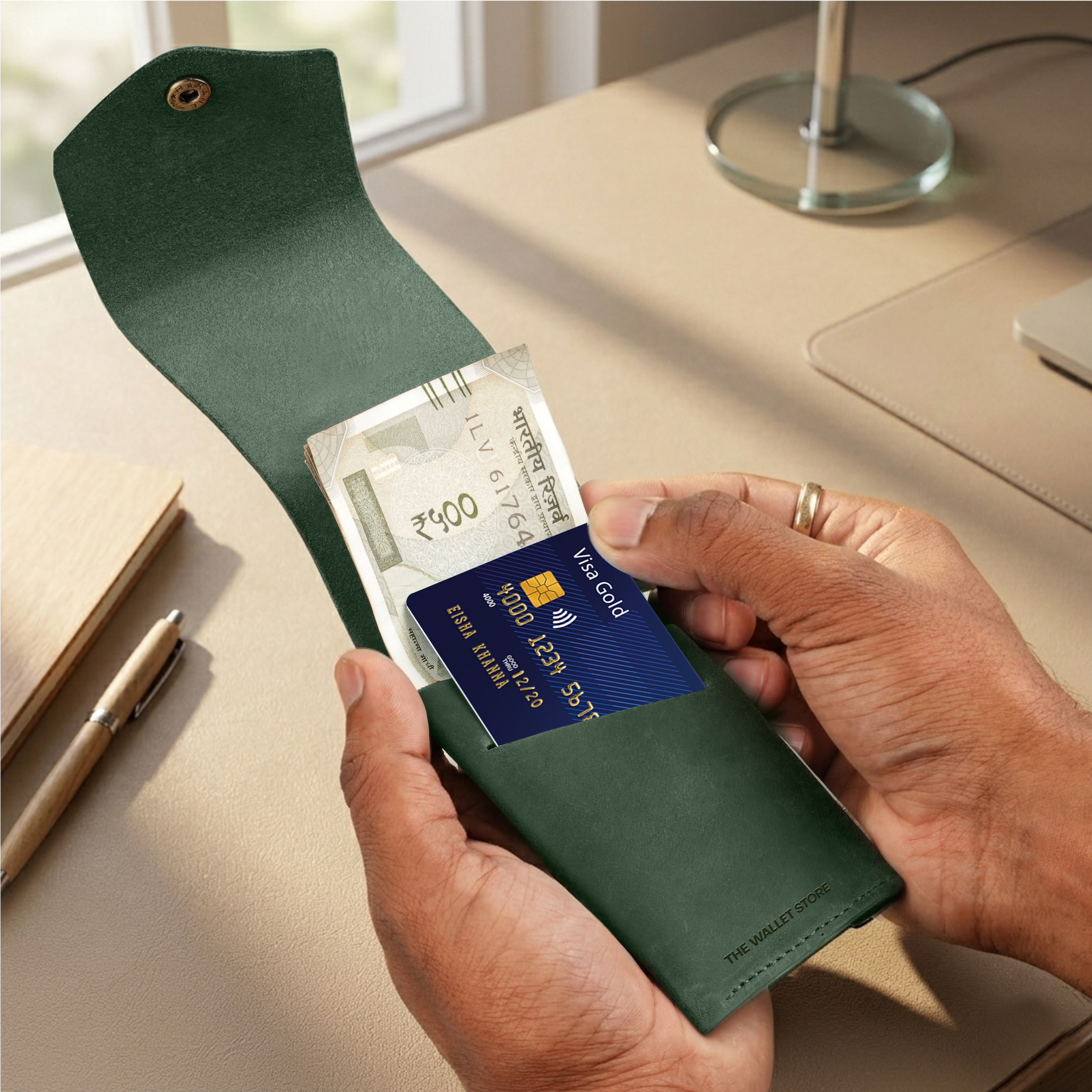 Flip Genuine Leather Wallet - Dark Green