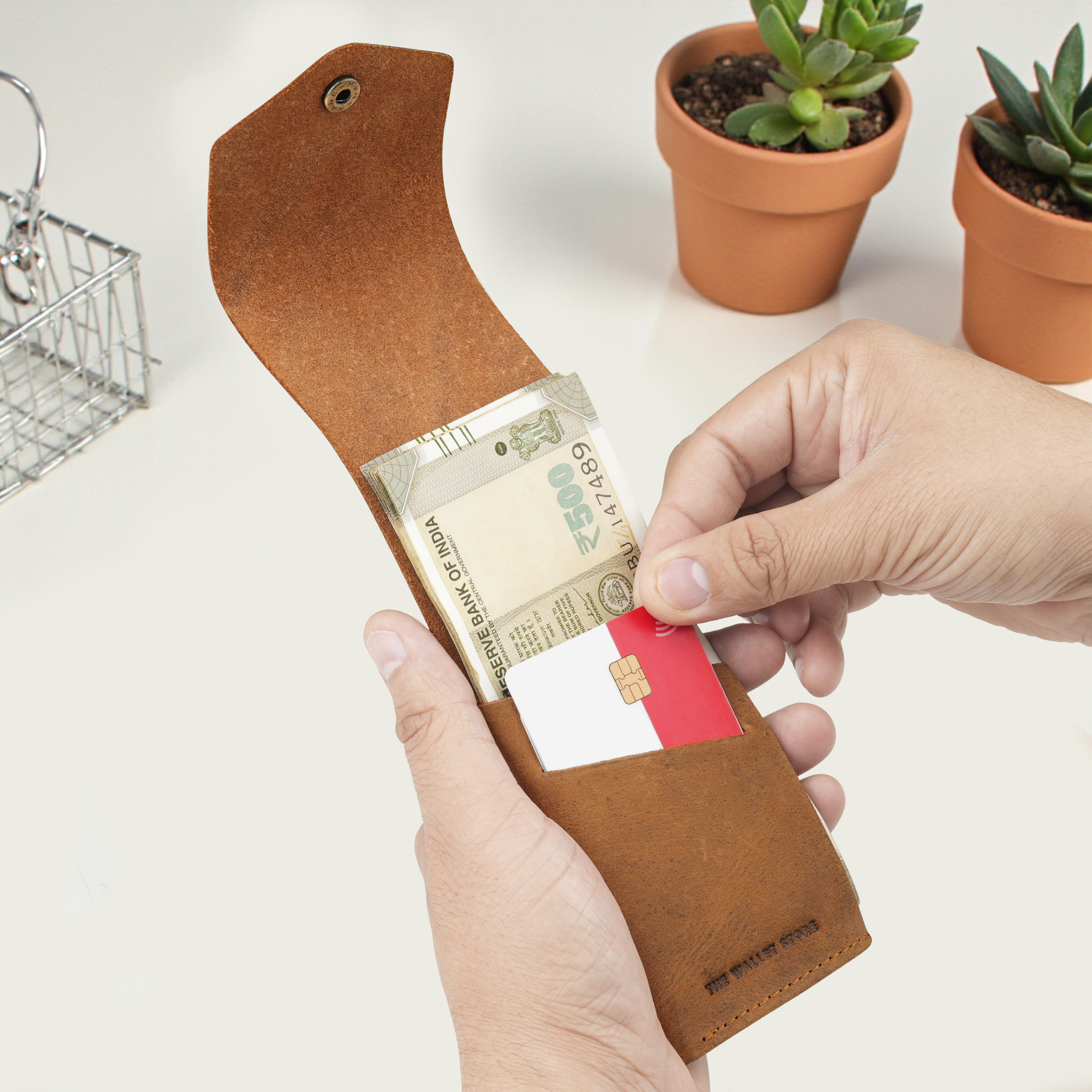 Flip Genuine Leather Wallet - Tan