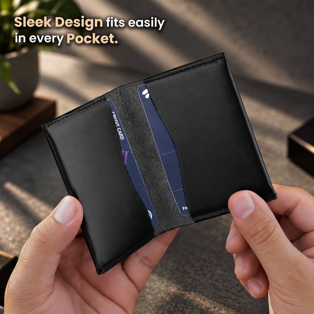 Axis Slim Leather Cardholder - Black