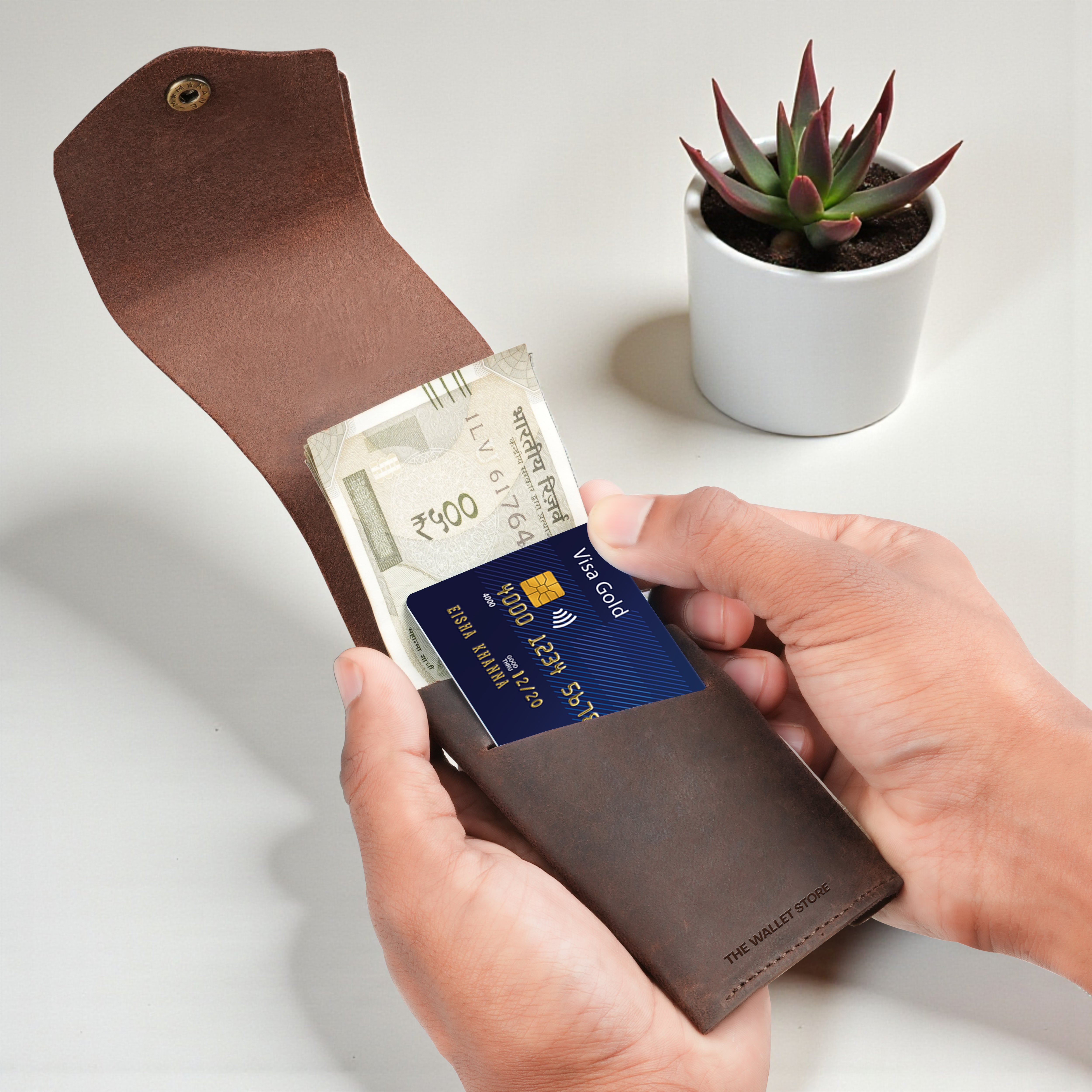 Flip Genuine Leather Wallet - Brown