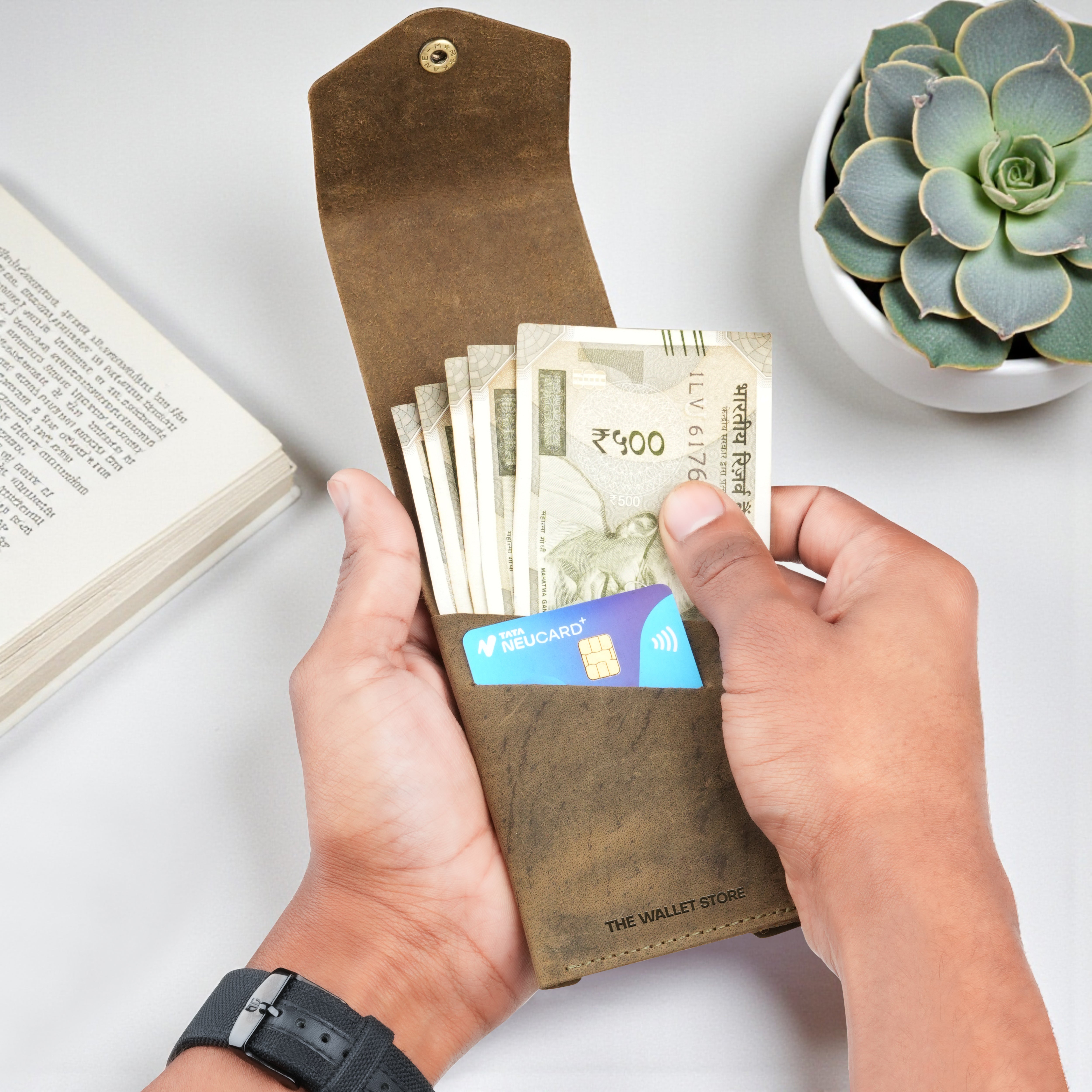 Flip Genuine Leather Wallet - Green