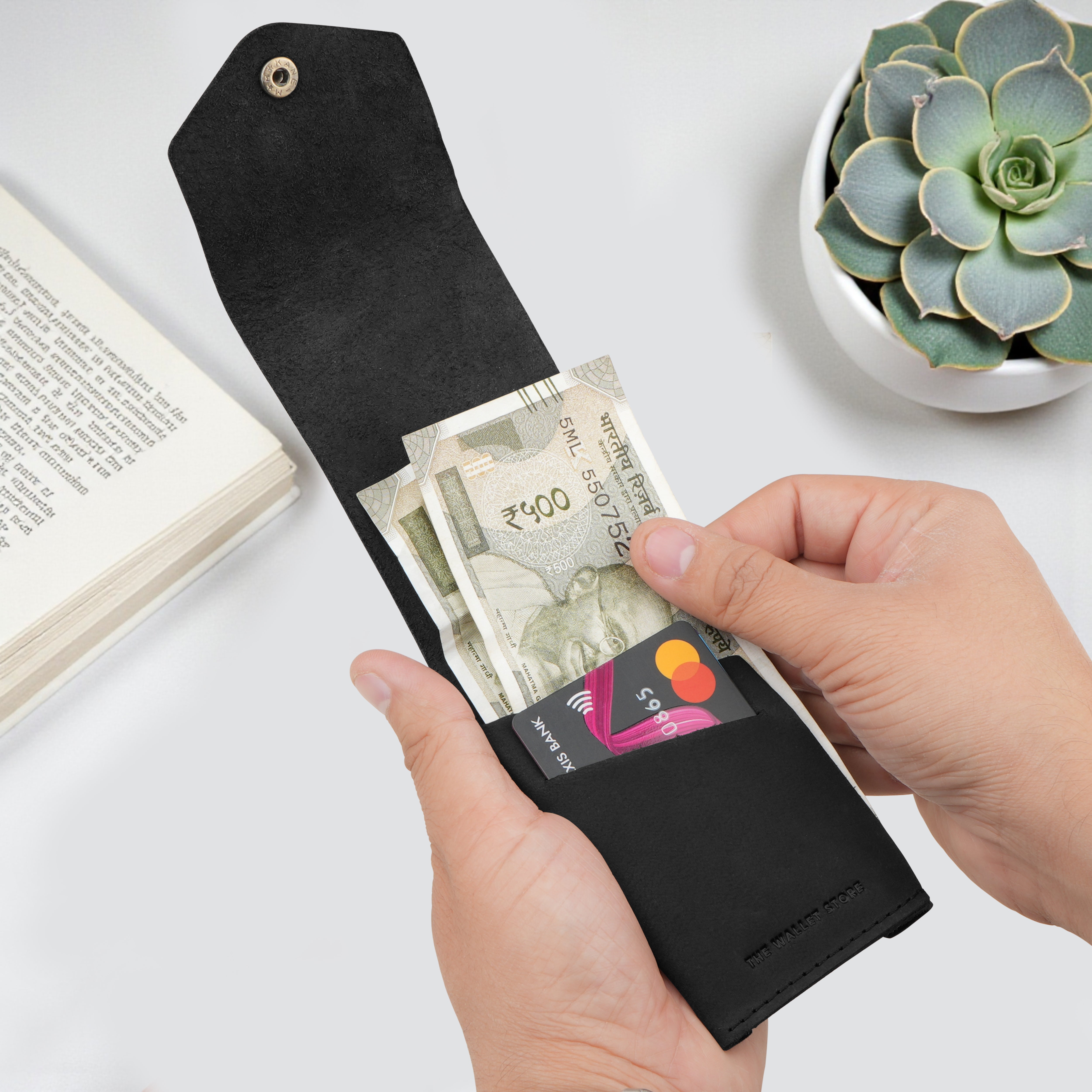 Flip Genuine Leather Wallet - Black