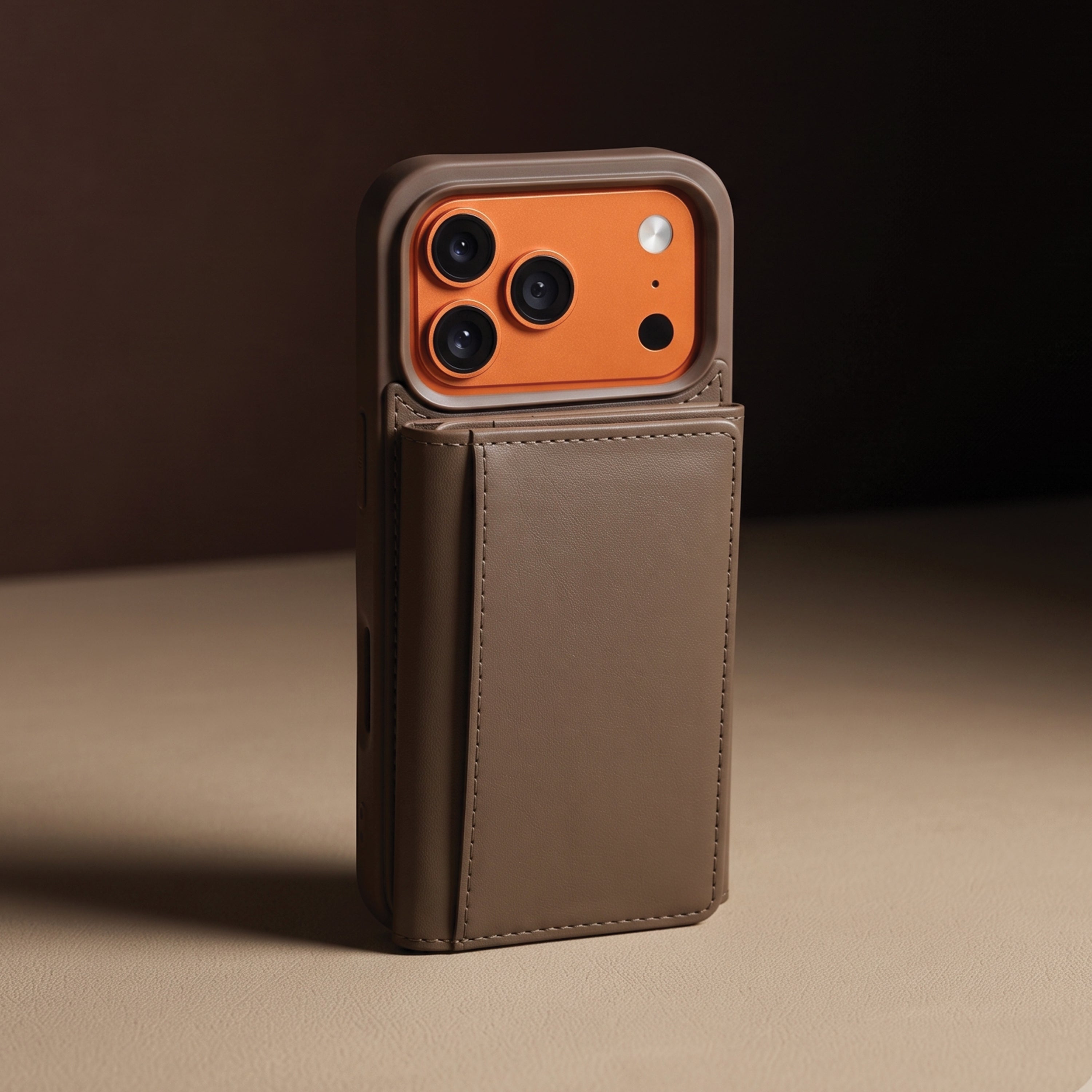 iPhone 17 Pro Max Magnetic Case with Detachable Cardholder - Brown
